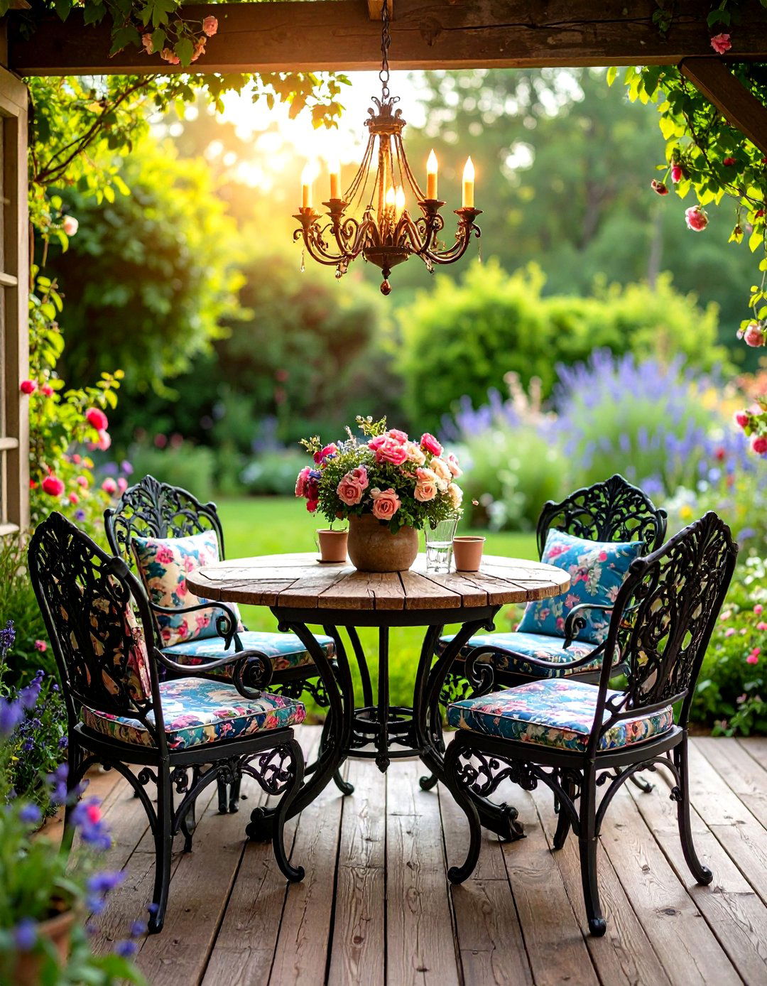 French Country Outdoor Space with Vintage Charm - 24 Outdoor Living Room Ideas