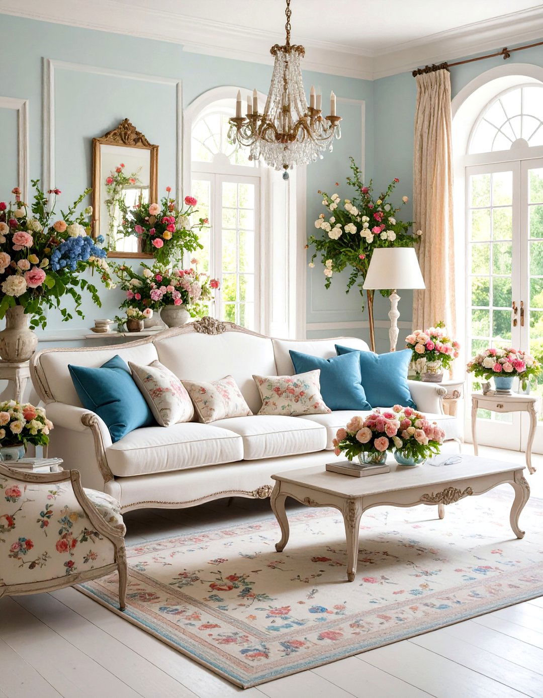 French Country Romance - 24 White Couch Living Room Ideas
