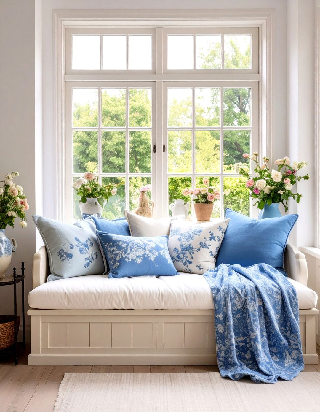 French Country Toile Window Banquette - 24 Window Seat Ideas