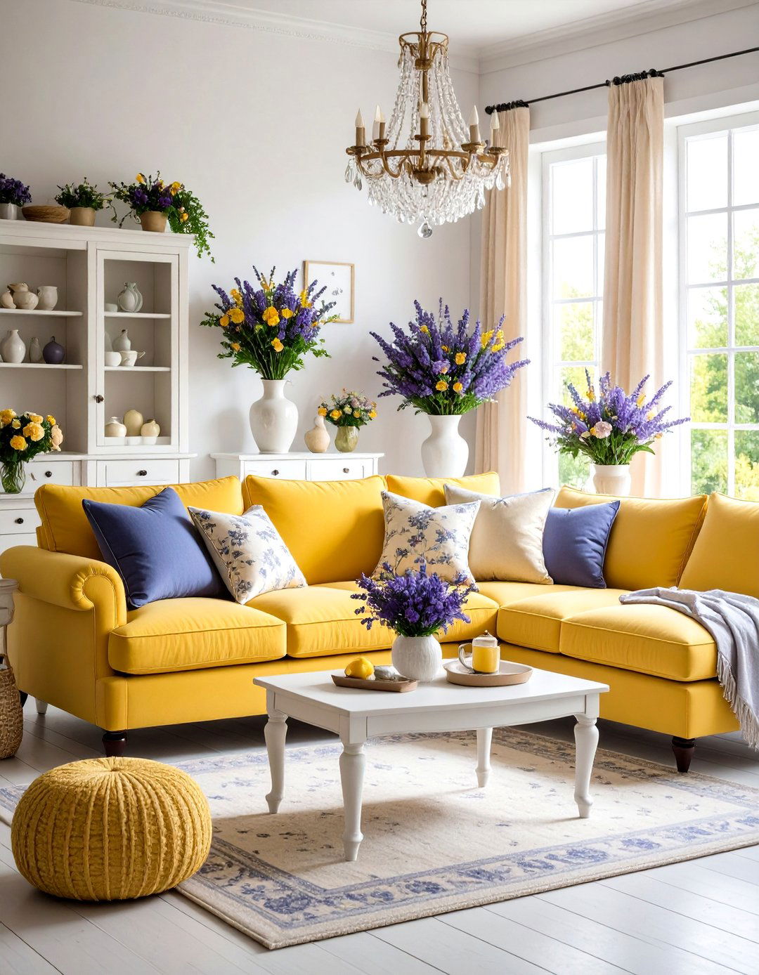 French Country Yellow Sofa Design - 24 Yellow Couch Living Room Ideas