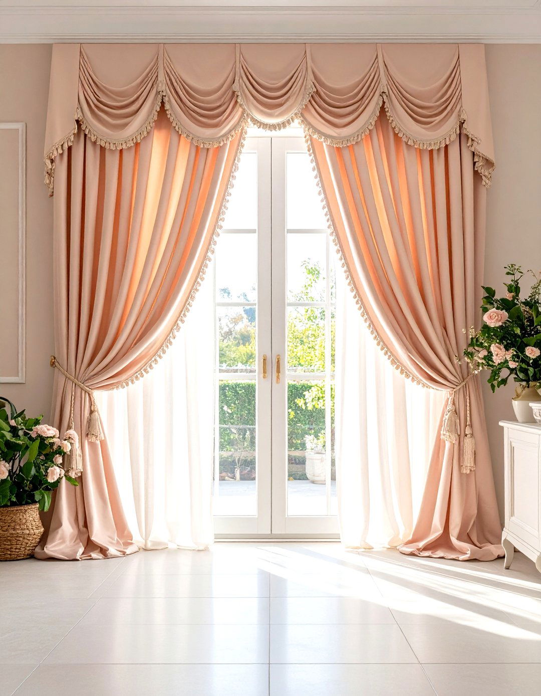 French Door Curtains with Scalloped Edges - 24 French Door Curtain Ideas
