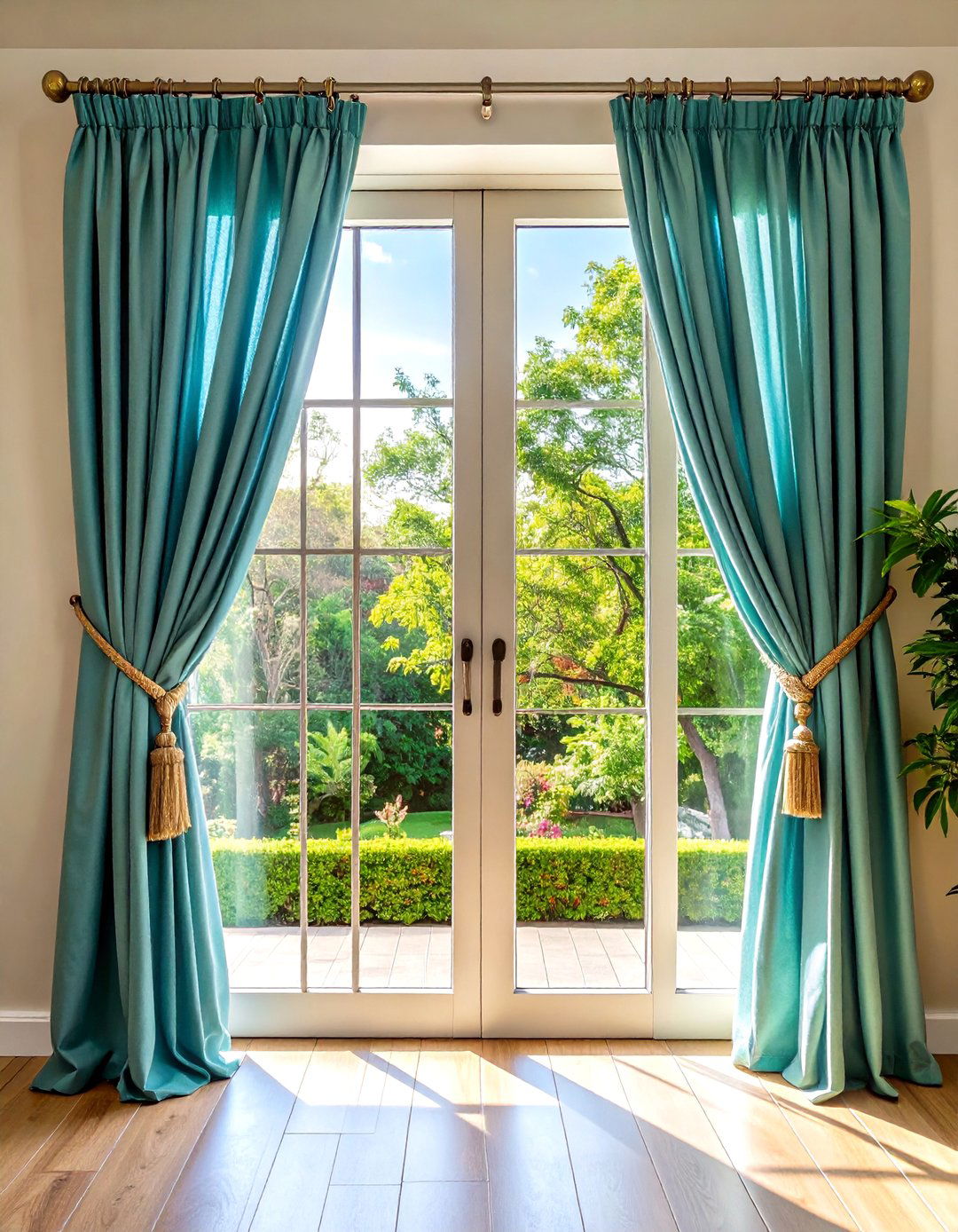 French Door Curtains - 24 Front Door Privacy Ideas