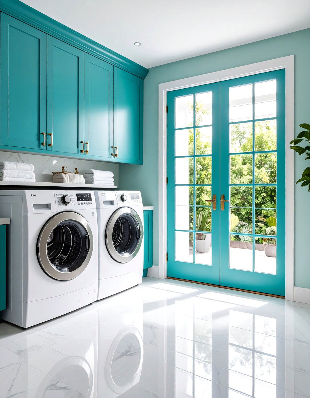 French Door Pair with Decorative Glass Panels - 24 Laundry Room Door Ideas