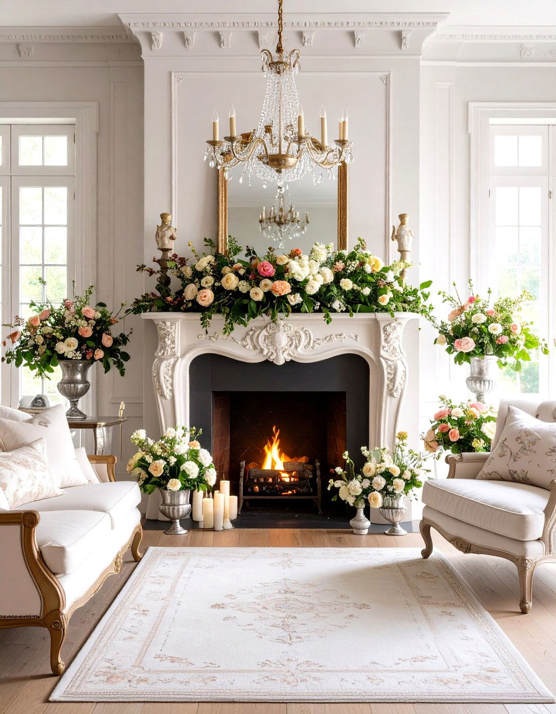 French Provincial Fireplace with Vintage Elegance - 24 Fireplace Decor Ideas