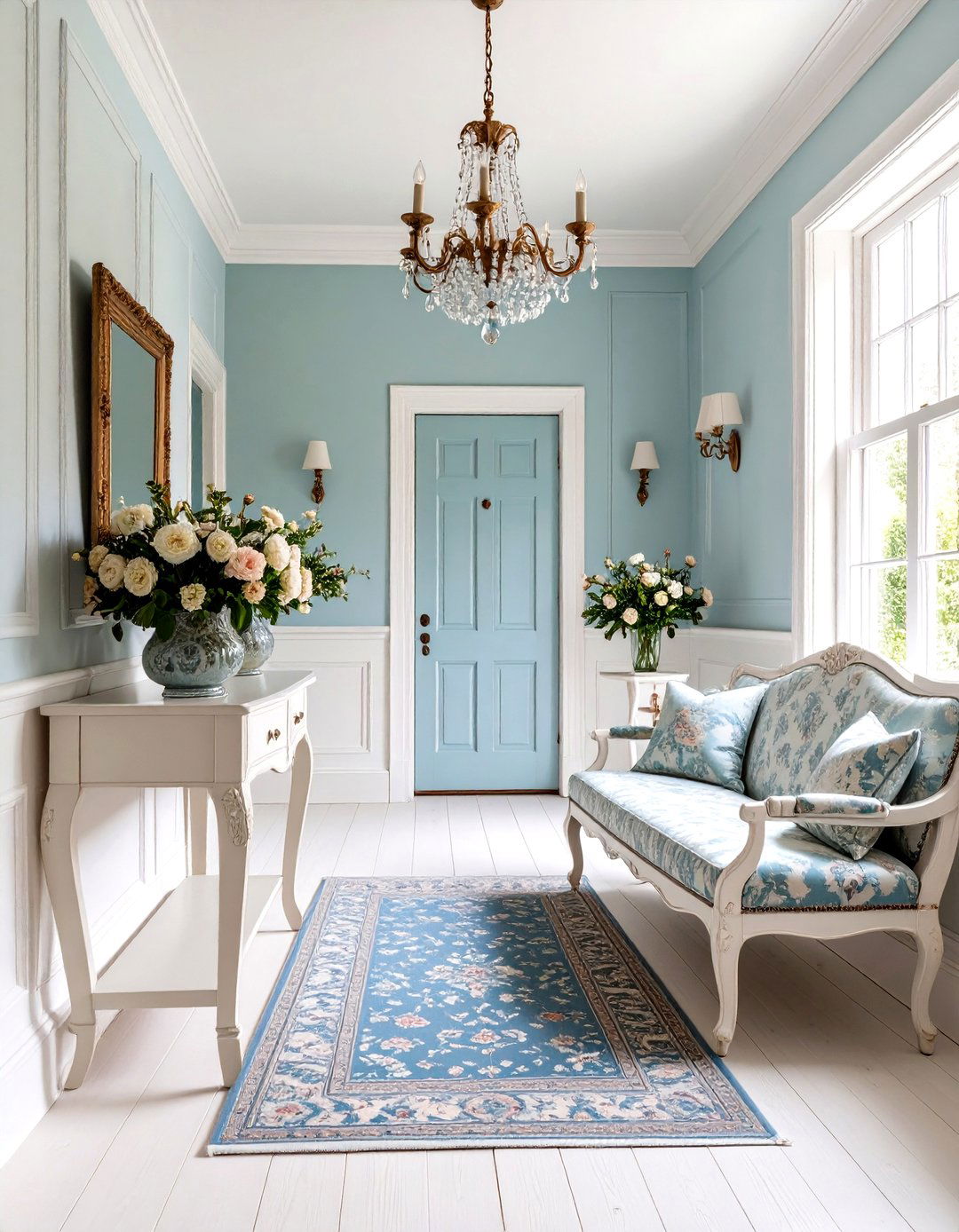 French Provincial Hallway with Shabby Chic Elements - 24 Hallway Ideas