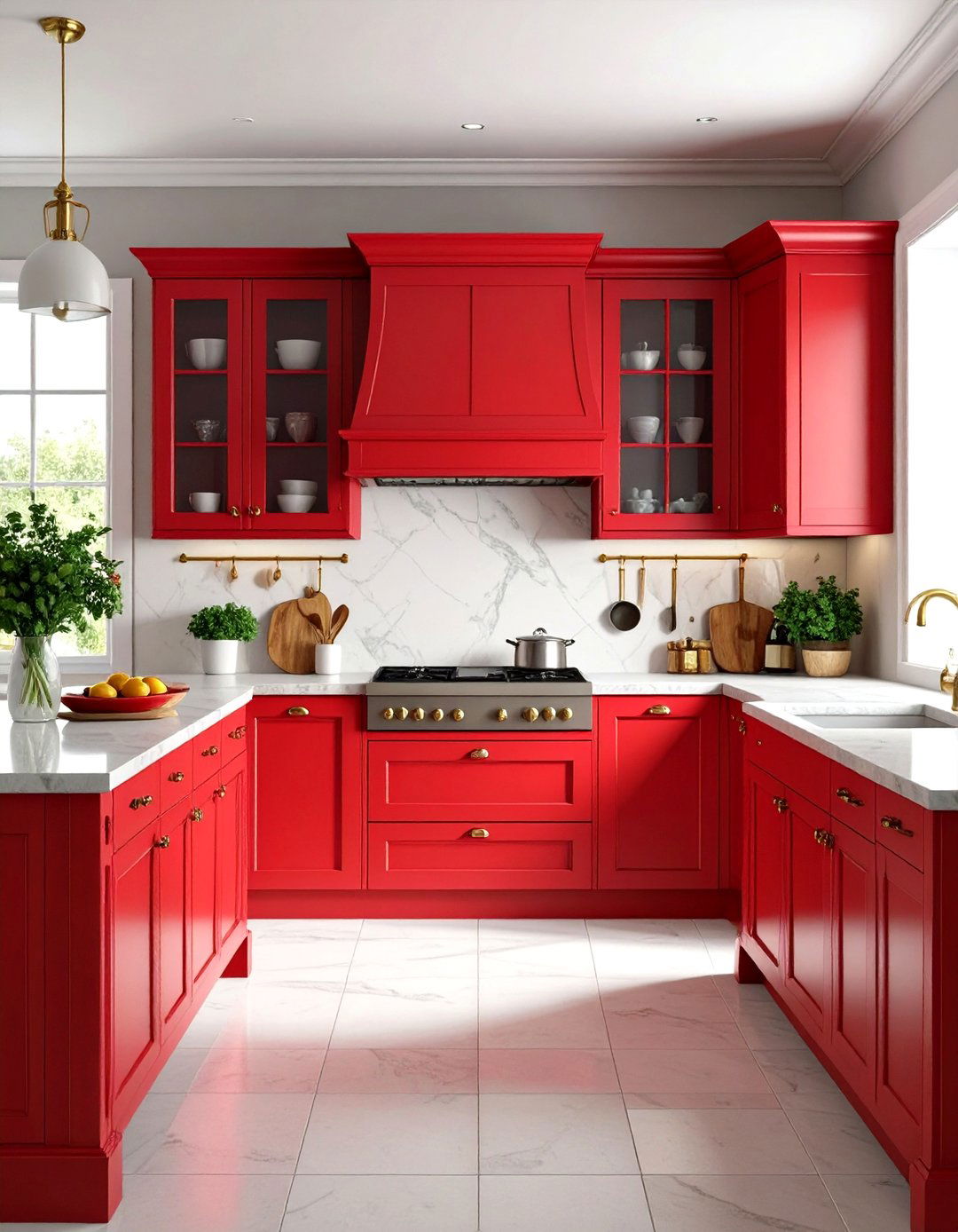 French Provincial Red Kitchen Romance - 24 Red Kitchens