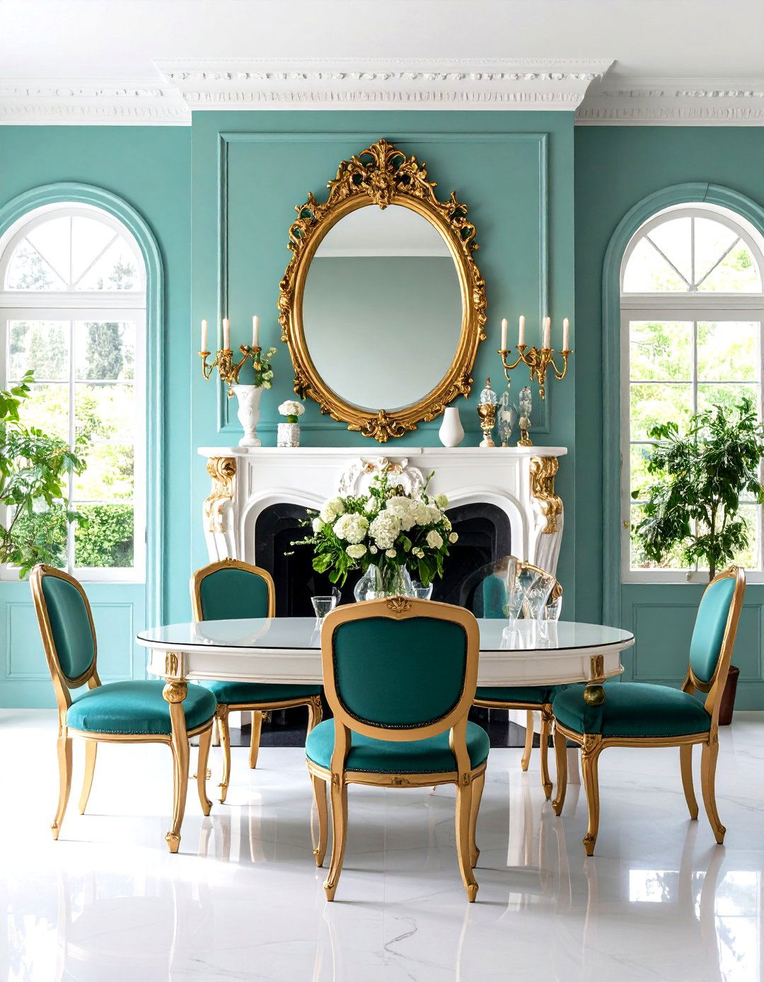 French Trumeau Fireplace with Mirror Integration