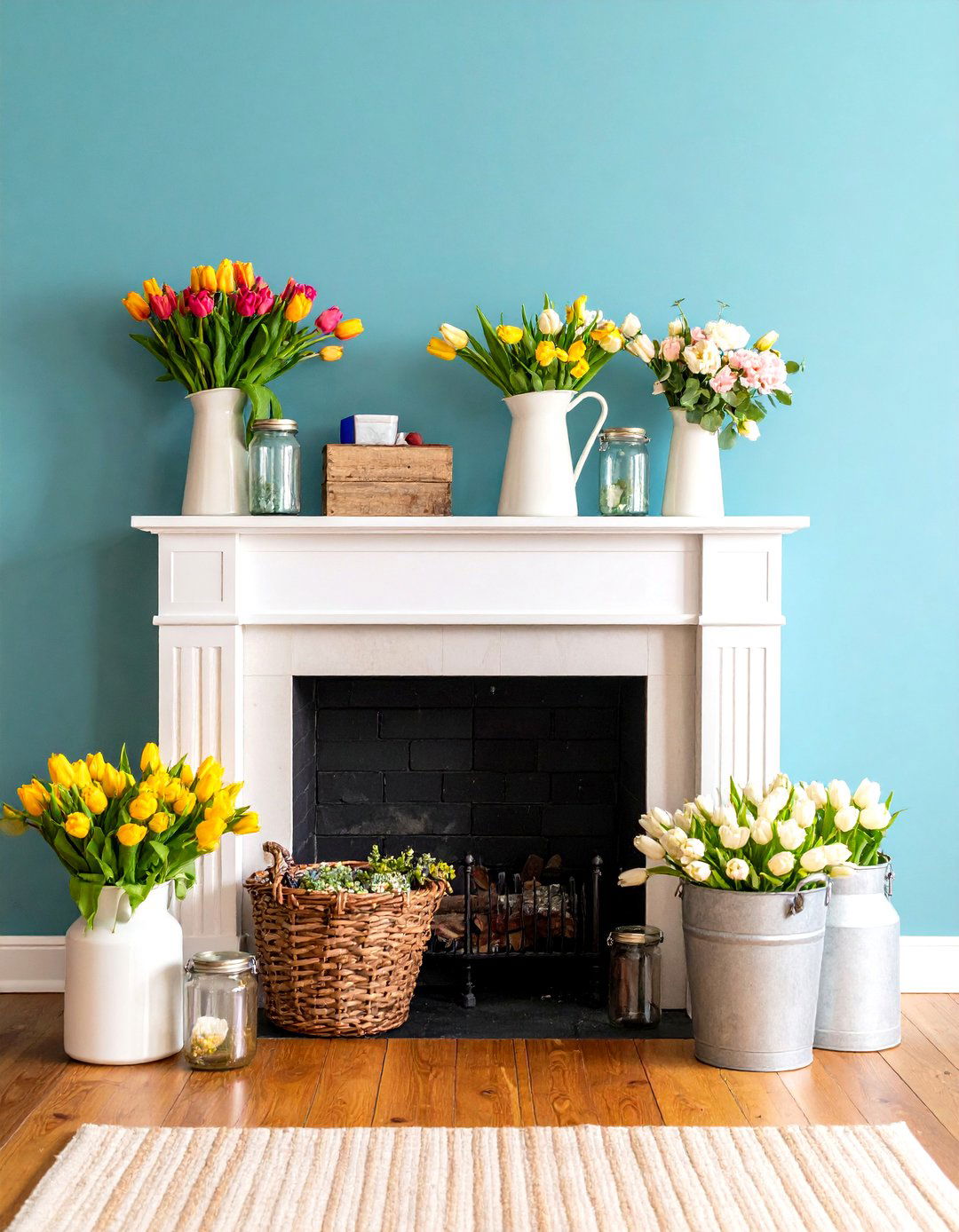 Fresh Farmhouse Florals - 24 Spring Mantel Decor Ideas
