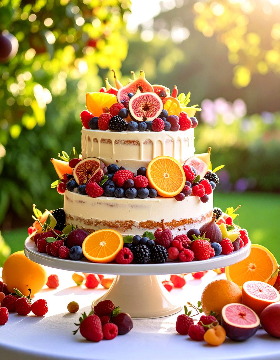 Fresh Fruit Cascade Cake - 24 Small Wedding Cake Ideas