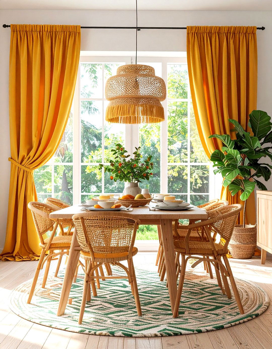 Fringe Bottom Curtains in Woven Cotton Textures - 24 Boho Curtain Ideas