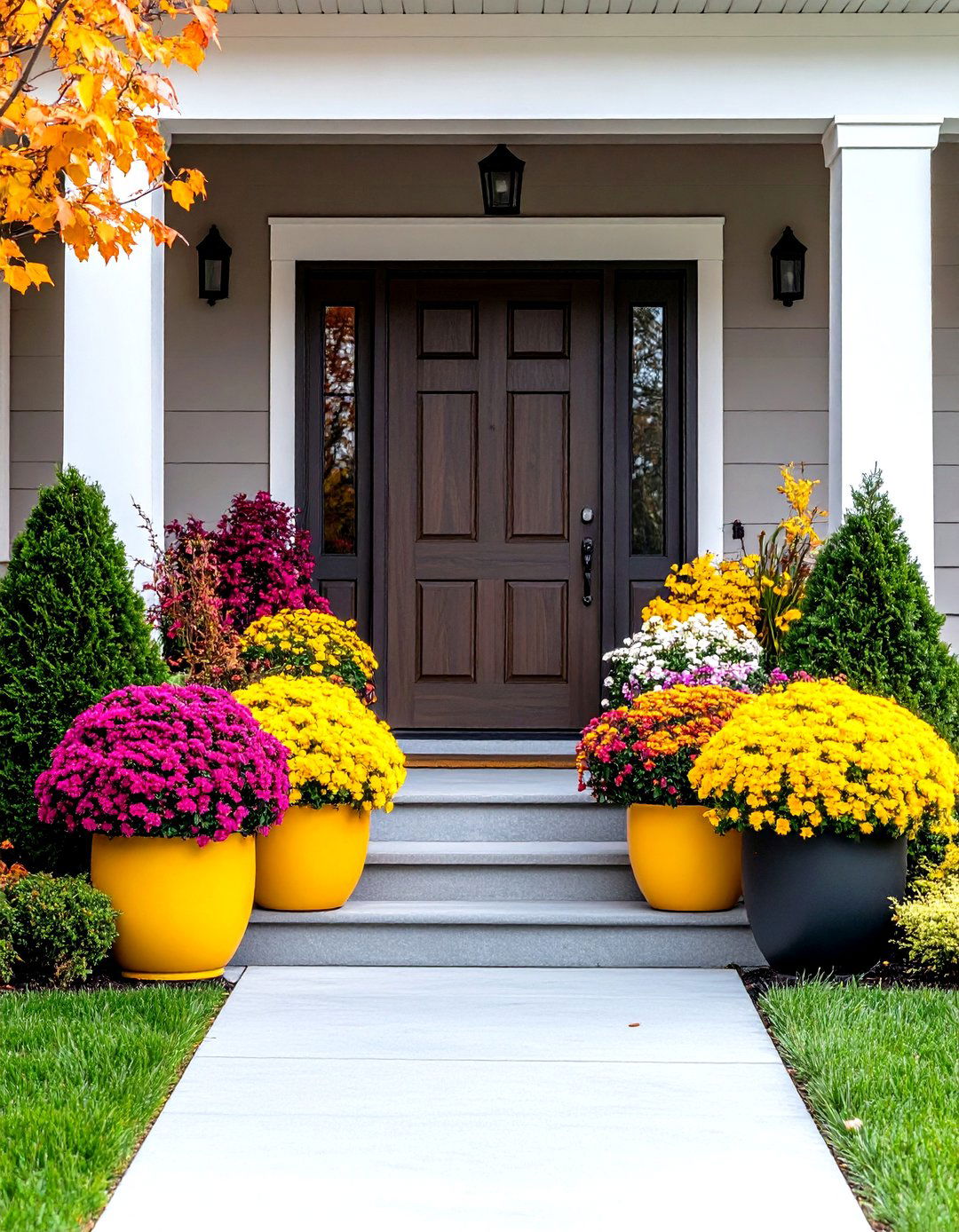 Front Door Welcome Container Displays - 24 Potted Plant Arrangement Ideas