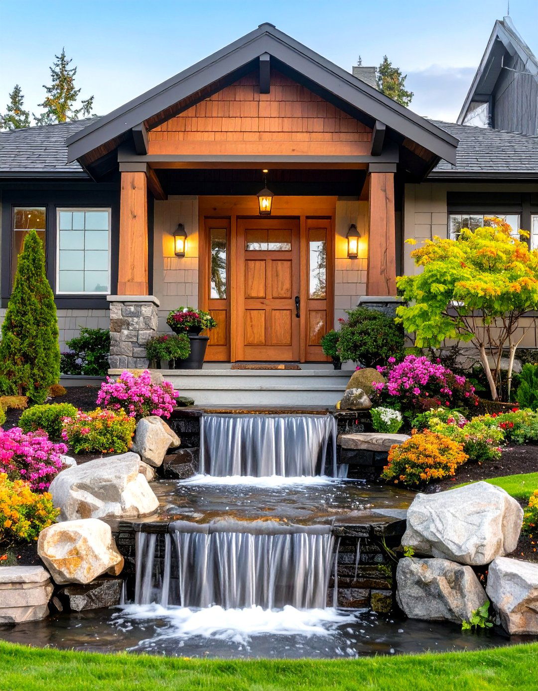 Front Entrance Statement Waterfall - 24 Pondless Waterfall Design Ideas