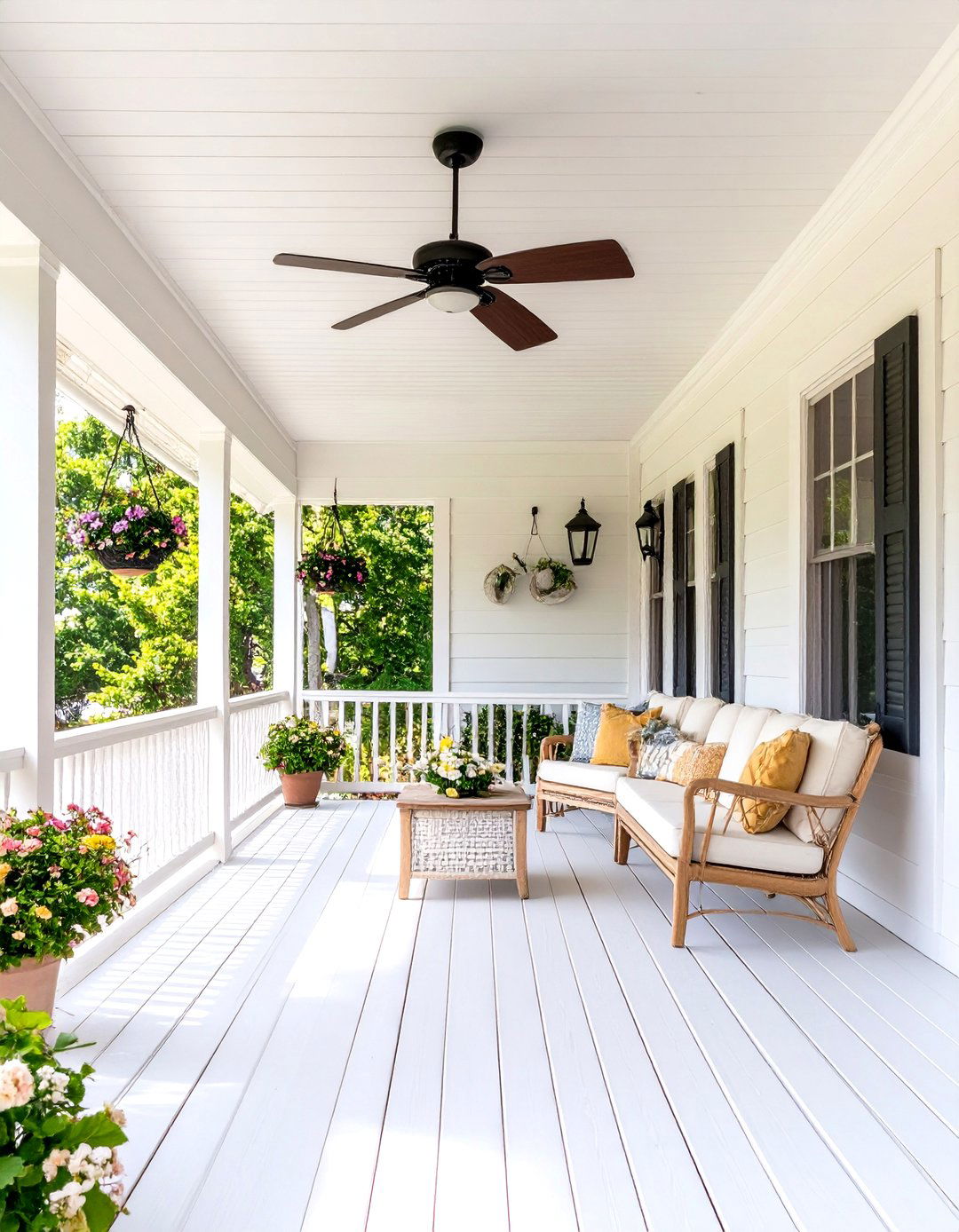 Front Porch Ceiling Fans and Lighting - 24 modern cottage house exterior ideas