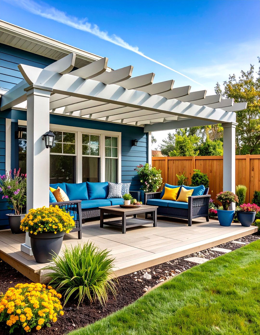 Front Porch Pergola with Built in Seating - 24 Front Porch Pergola Ideas