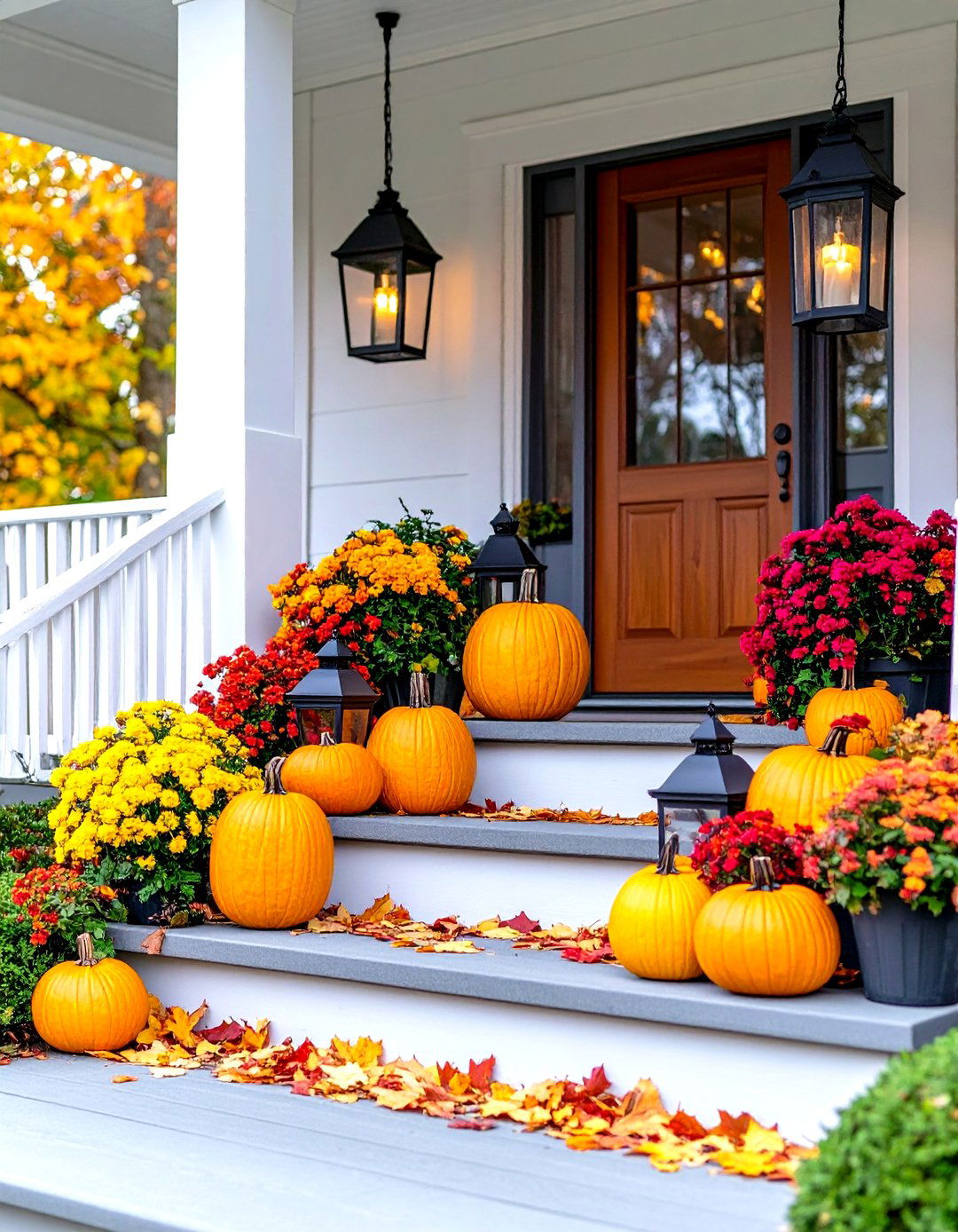 Front Porch Seasonal Welcome Display - 24 Lantern Decor Ideas