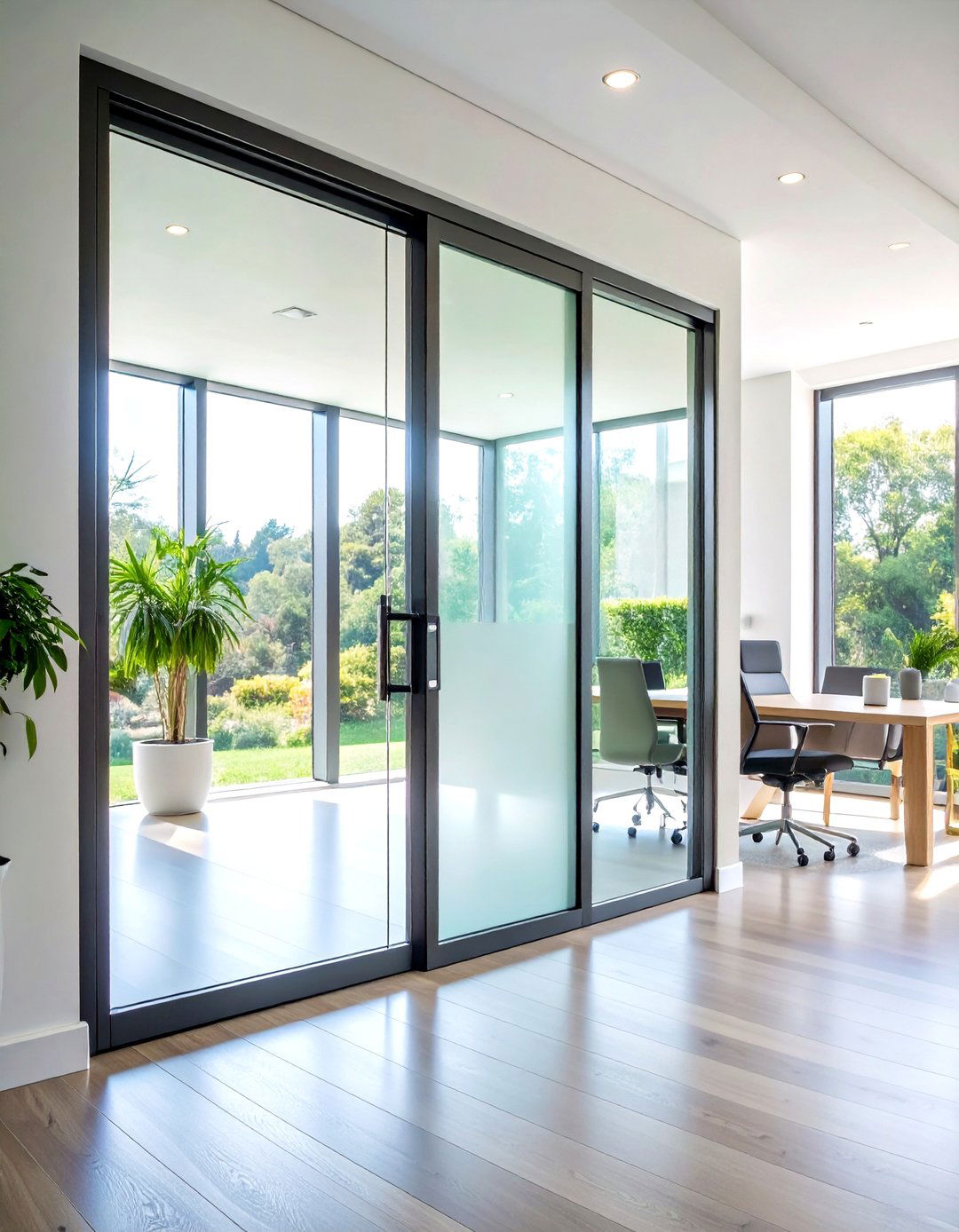 Frosted Glass Privacy Door - 24 Home Office Door Ideas