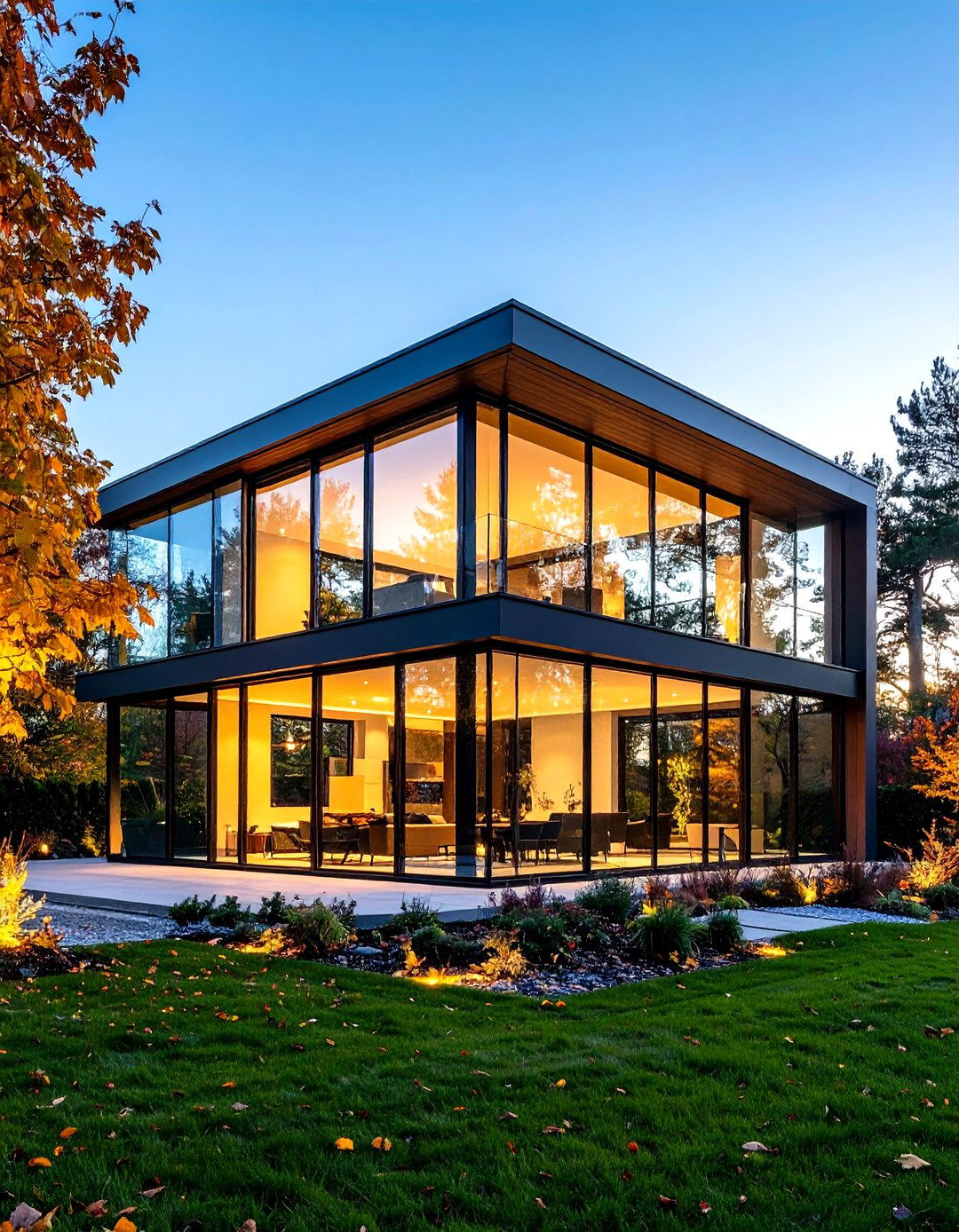Full Glass Front Facade - 24 Scandinavian House Exterior Ideas
