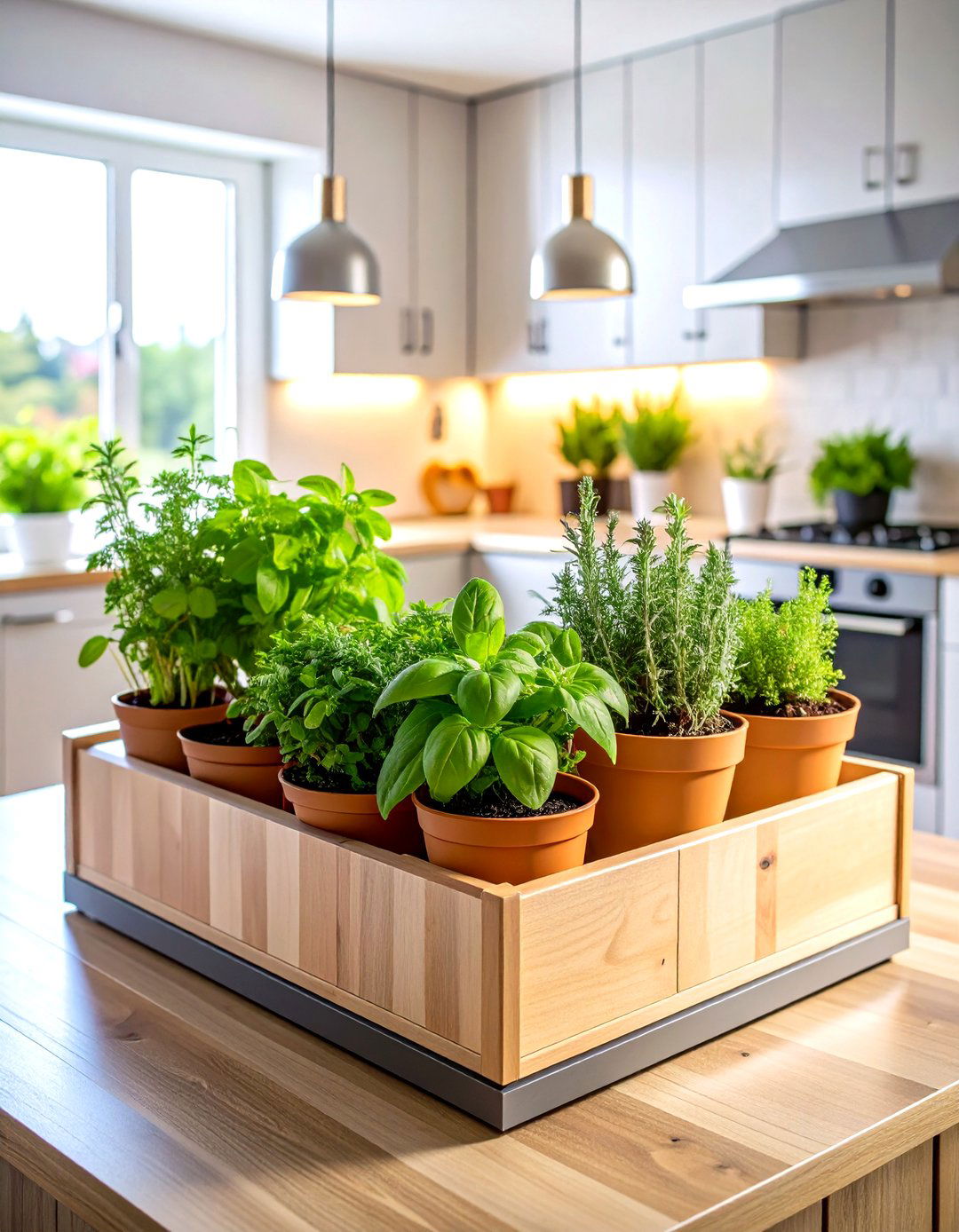 Functional Herb Garden Centerpiece - 24 Kitchen Island Centerpiece Ideas