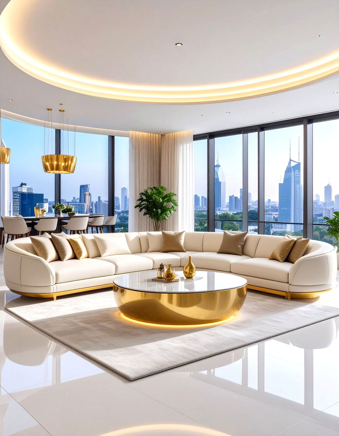 Futuristic Luxury Vision - 24 Cream and Gold Living Room Ideas