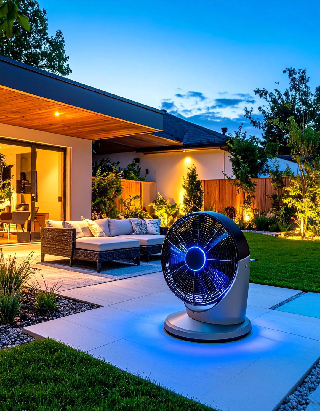 Futuristic Patio Fan with Holographic Blade Effects - 24 Patio Fan Ideas