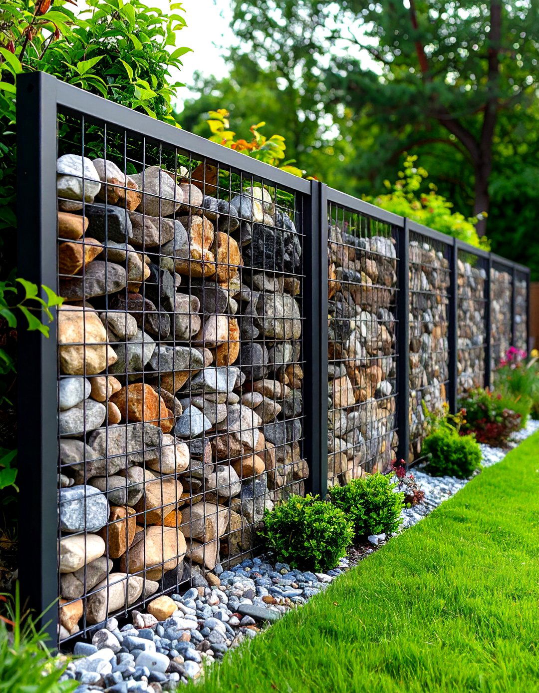 Gabion Wall Fence with Modern Industrial Style - 24 Vegetable Garden Fence Ideas