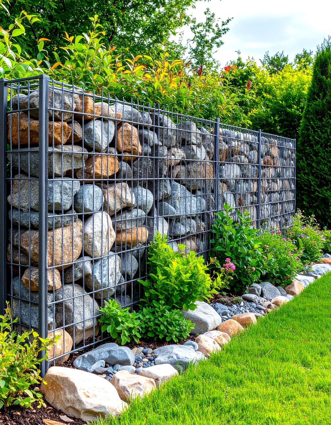 Gabion Wall Garden Dividers - 24 Garden Divider Ideas
