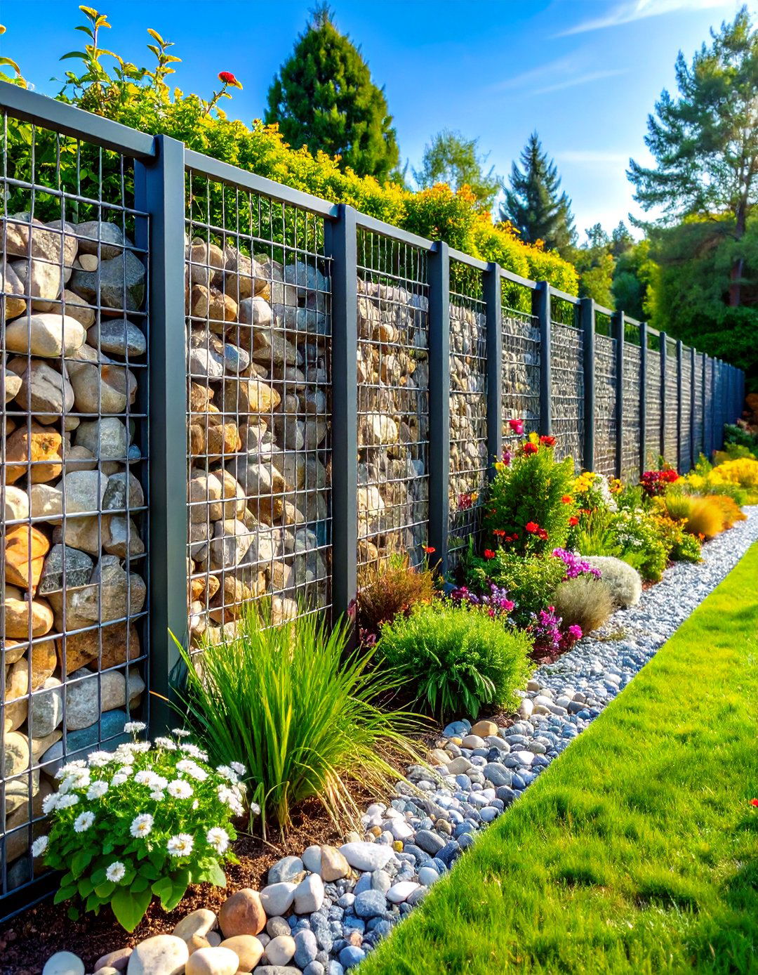 Gabion Wall Garden Edging - 24 Garden Edging Ideas