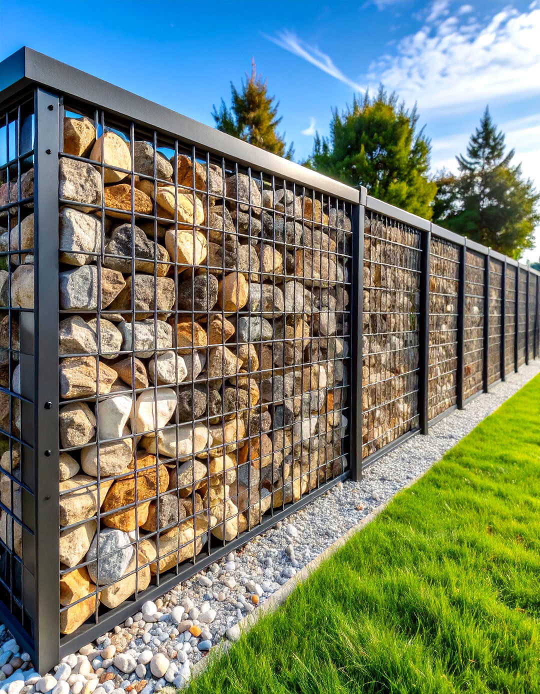 Gabion Wall Privacy Features - 24 Cheap Privacy Fence Ideas