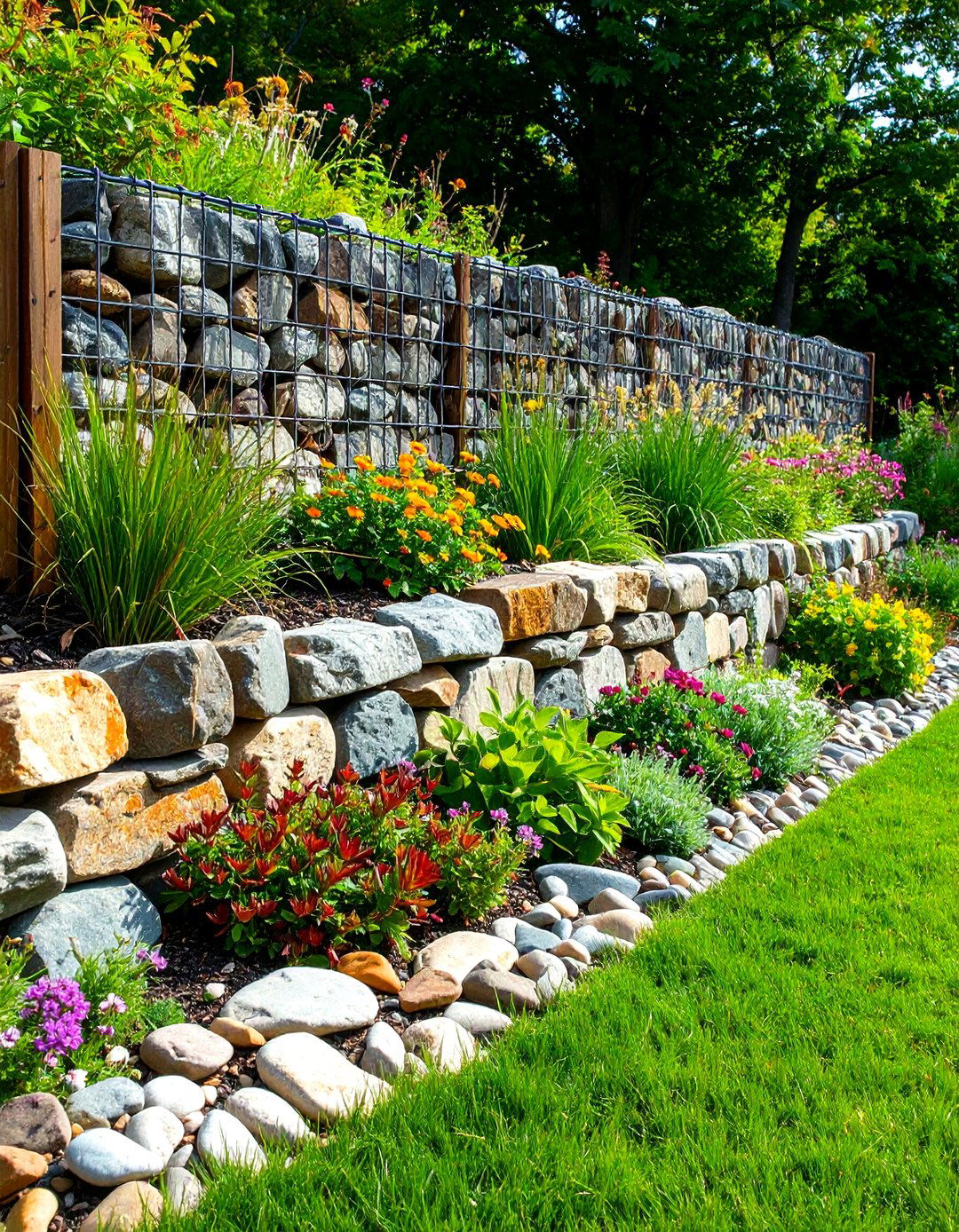 Gabion Wire Basket Walls - 24 Tiered Garden Ideas