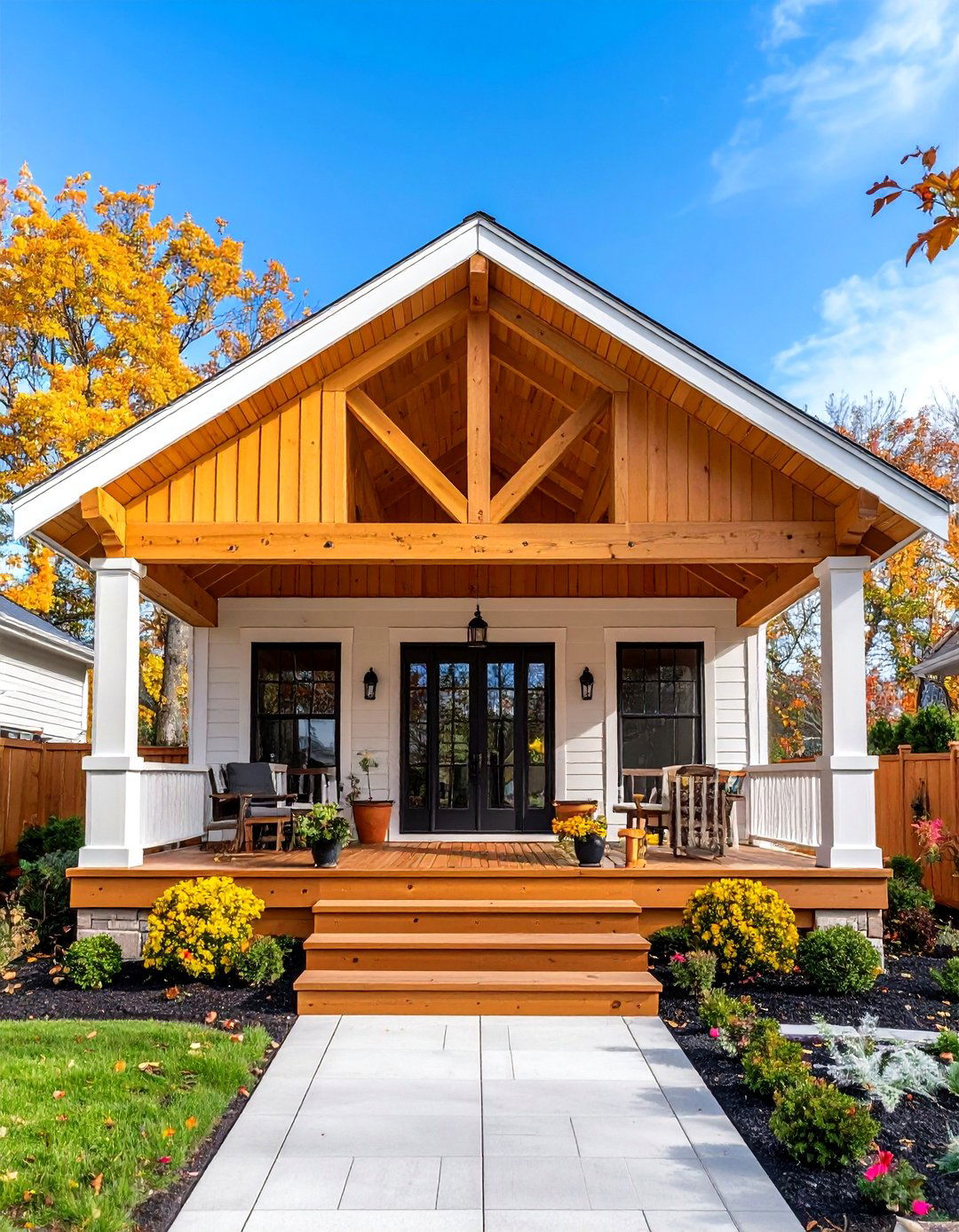Gabled Front Porch Pergola Design - 24 Front Porch Pergola Ideas