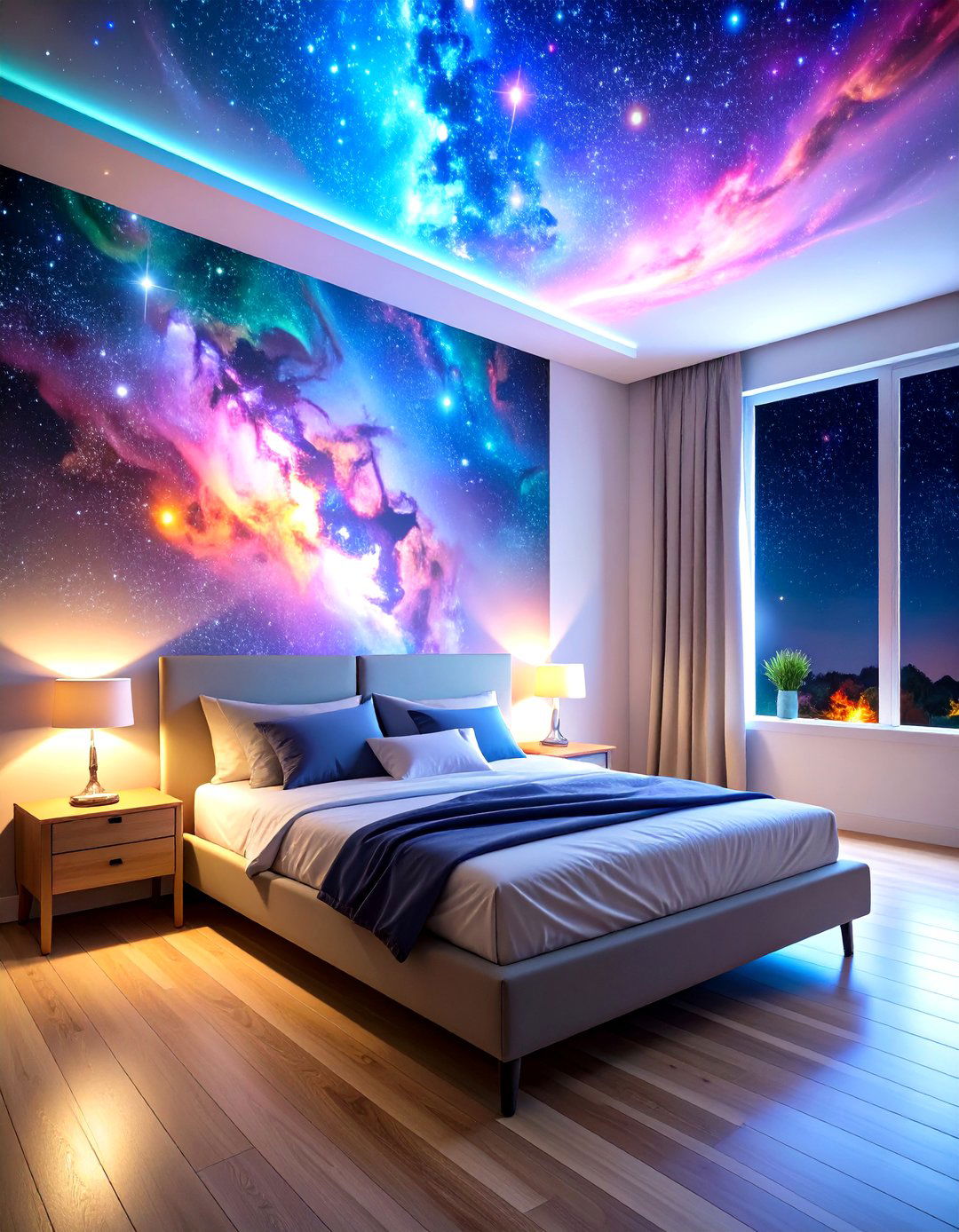Galaxy Projector Lighting Systems - 24 galaxy space-themed bedroom ideas