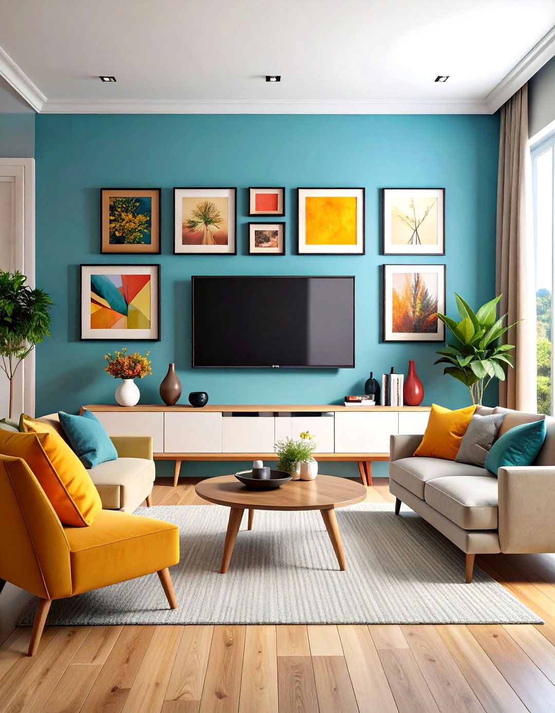 Gallery TV Wall with Artistic Frame Integration - 24 Tv Wall Ideas