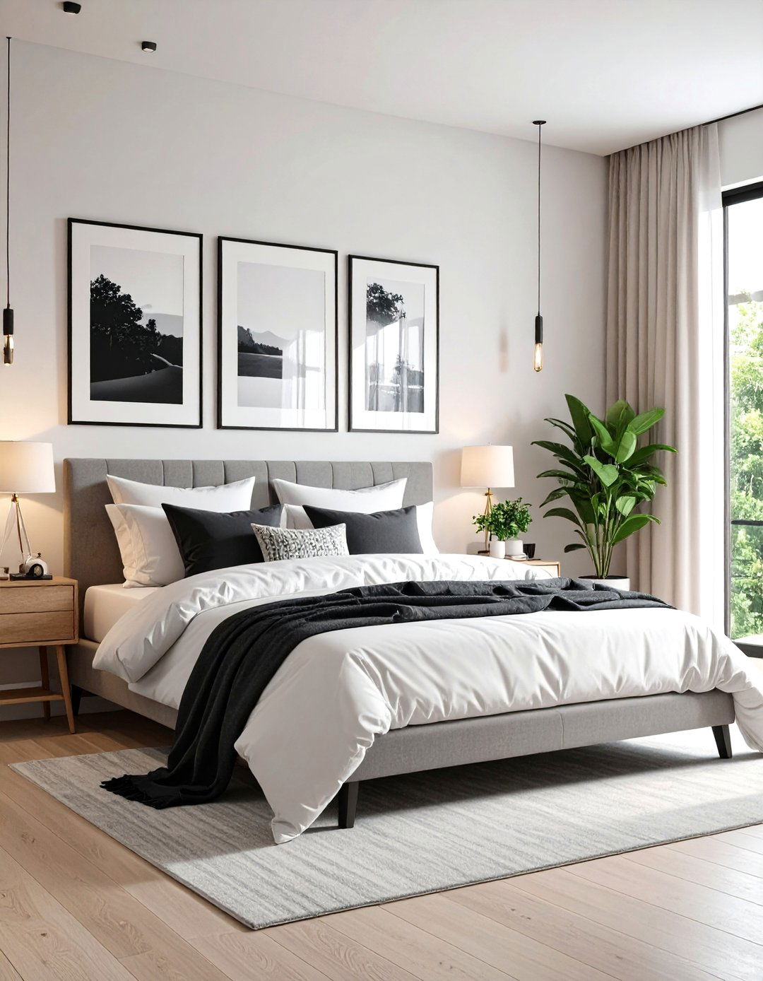 Gallery Wall Bedroom Feature - 24 Black and White Bedroom Ideas