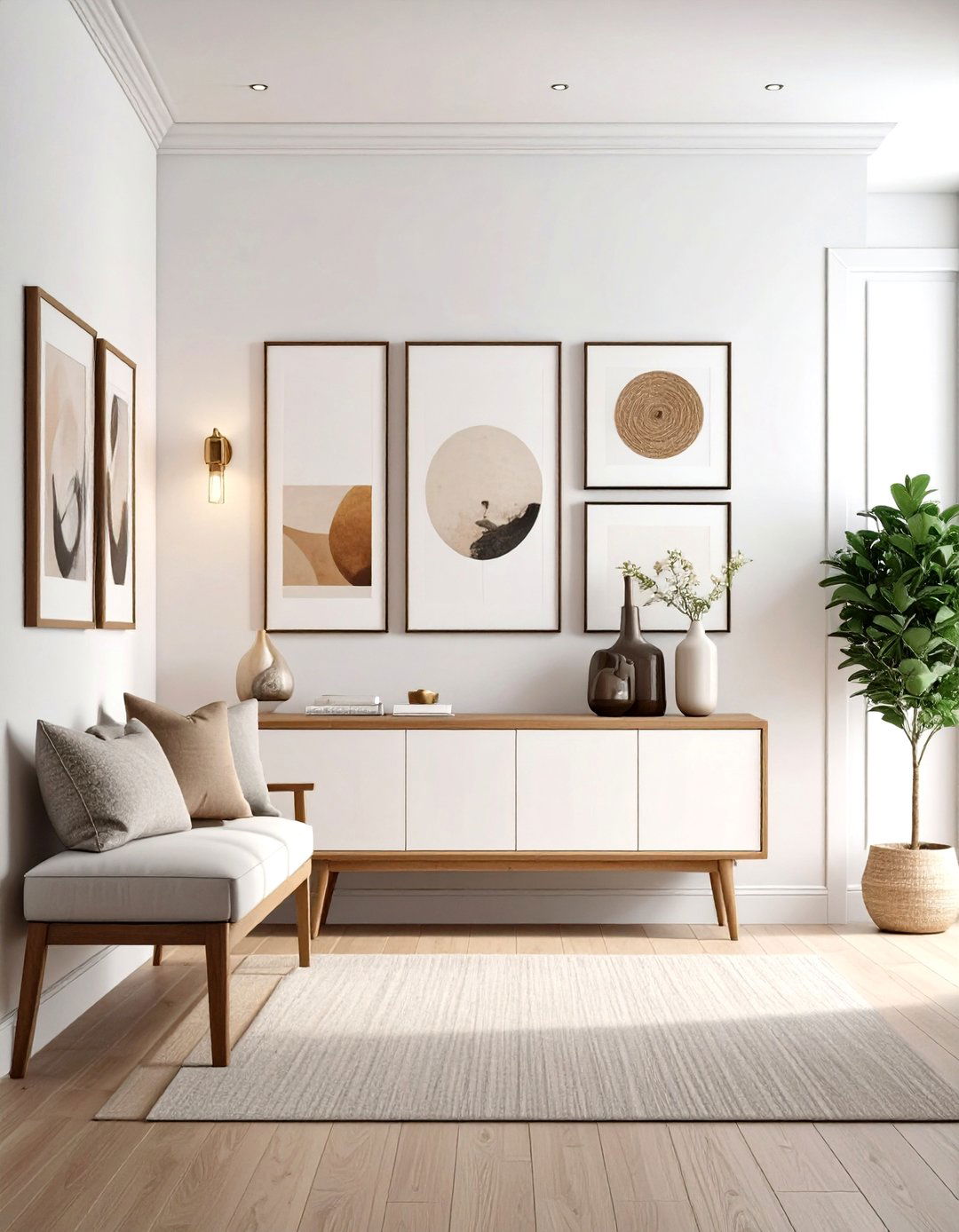 Gallery Wall Entryway with Curated Artwork Display - 24 Entryway Ideas