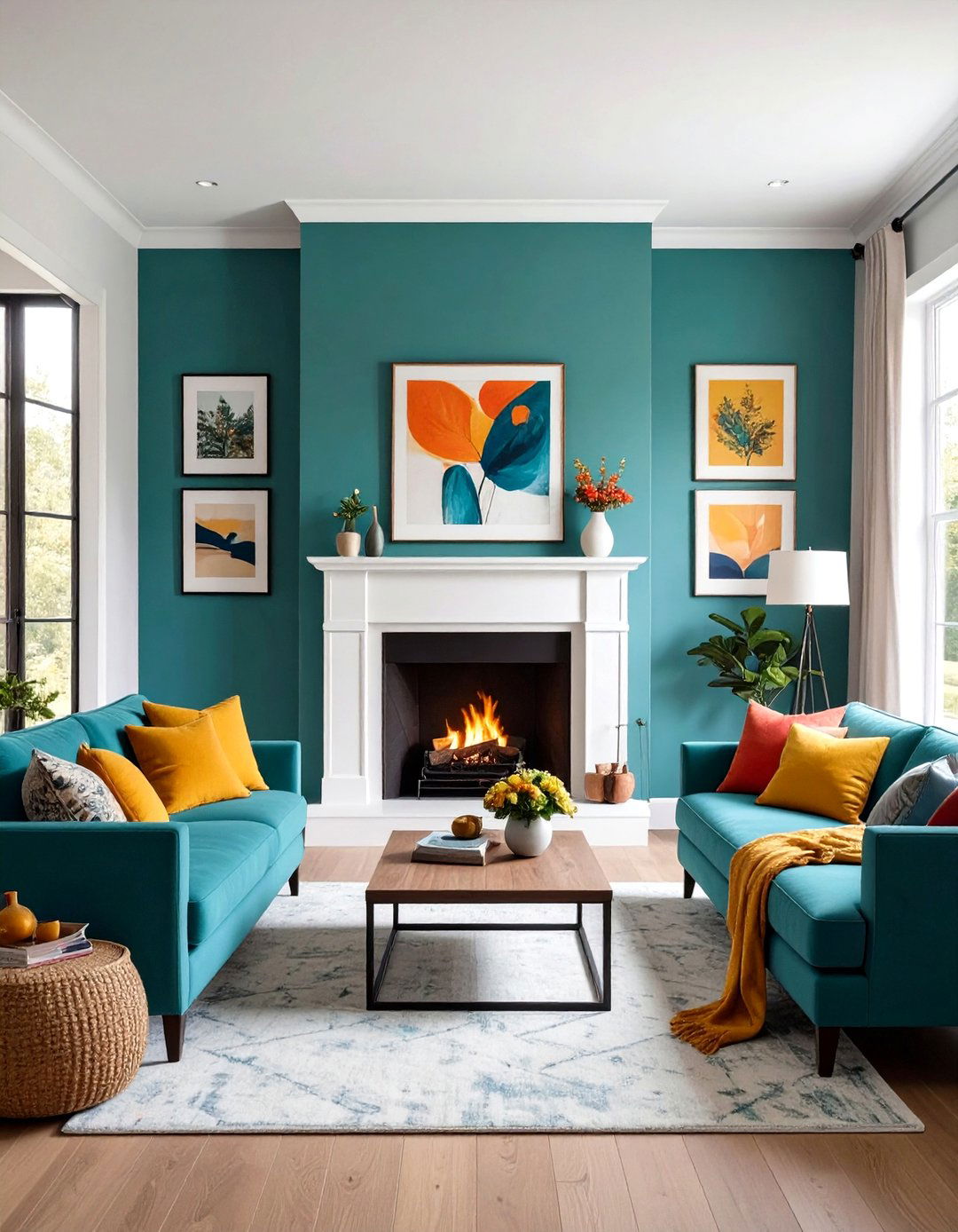 Gallery Wall Fireplace Integration - 24 Small Living Room Fireplace Ideas
