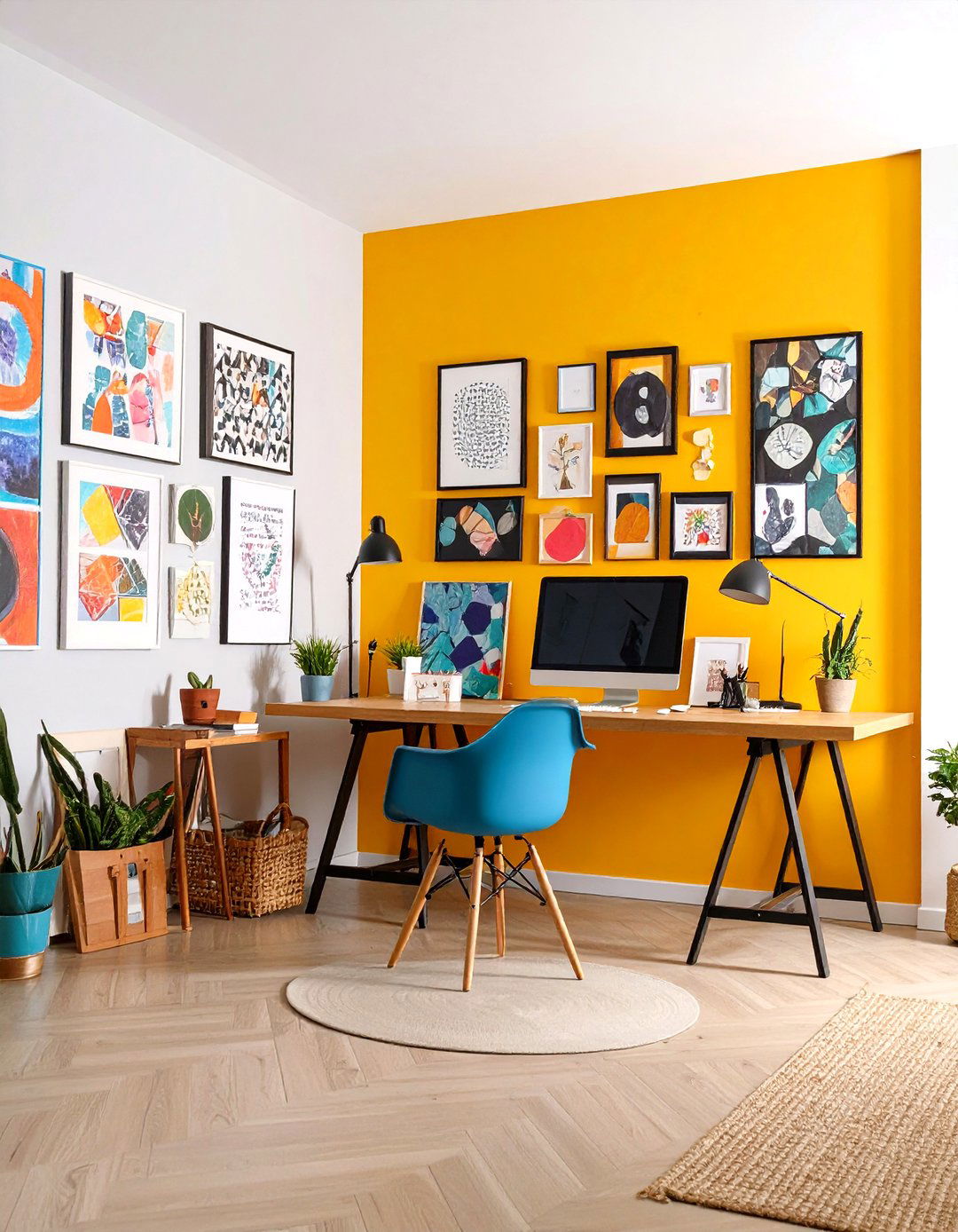 Gallery Wall Home Office with Creative Display Solutions - 24 Small Home Office Ideas
