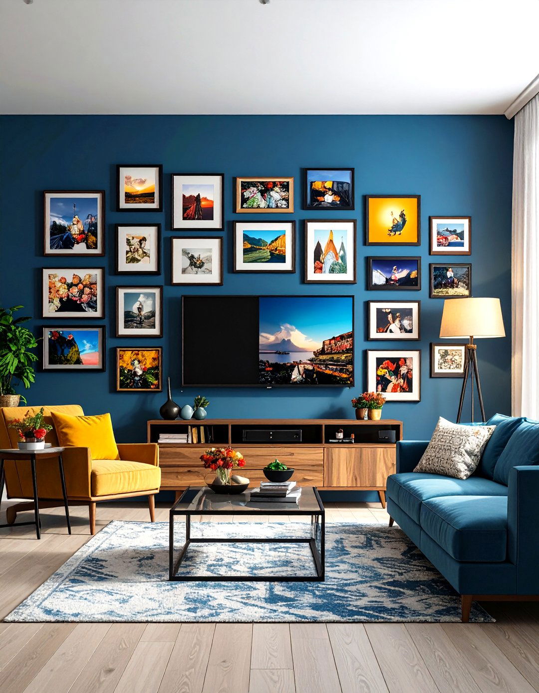 Gallery Wall with Integrated Television - 24 Tv Accent Wall Ideas
