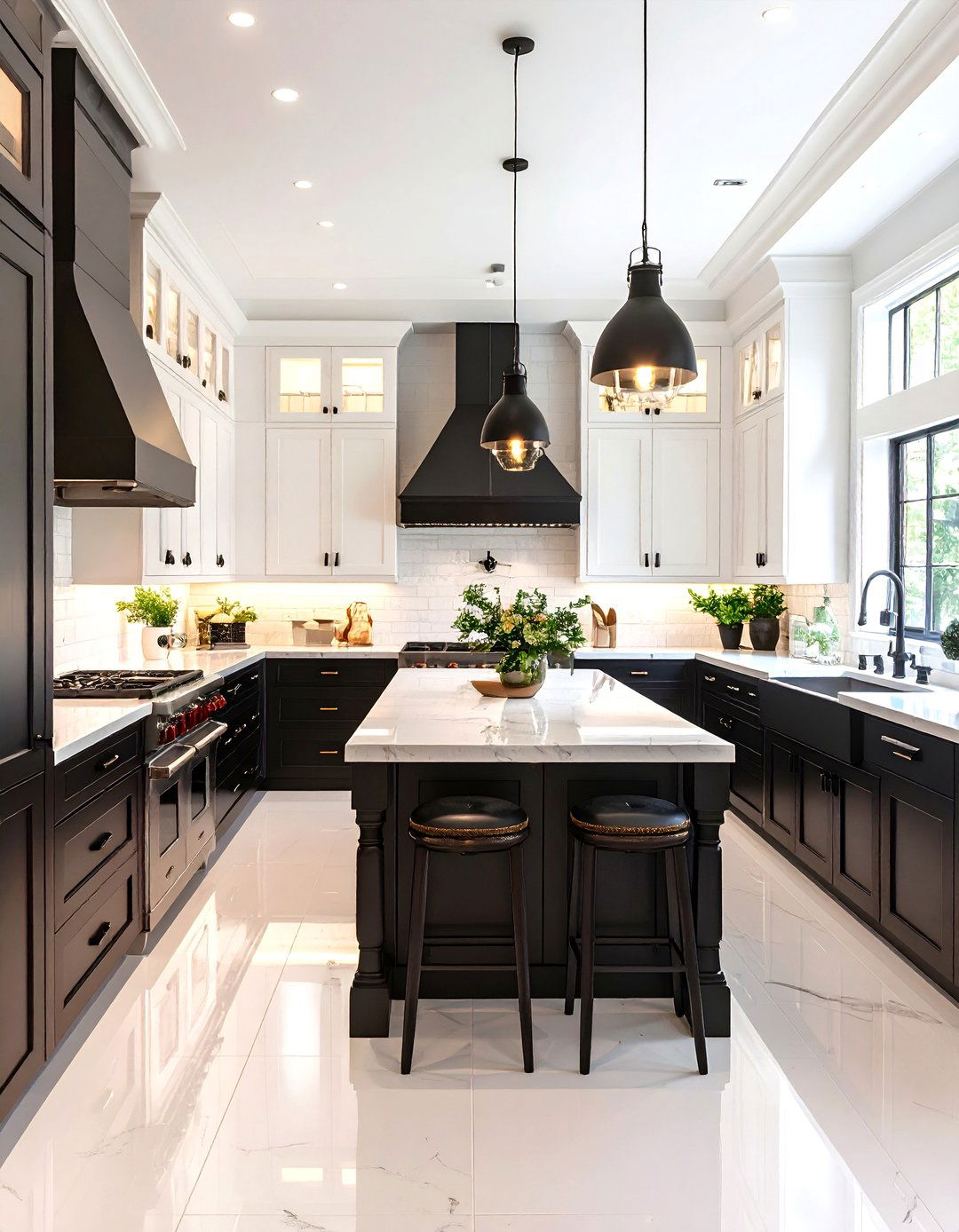 Galley Style Black and White Kitchen - 24 Black and White Kitchen Ideas
