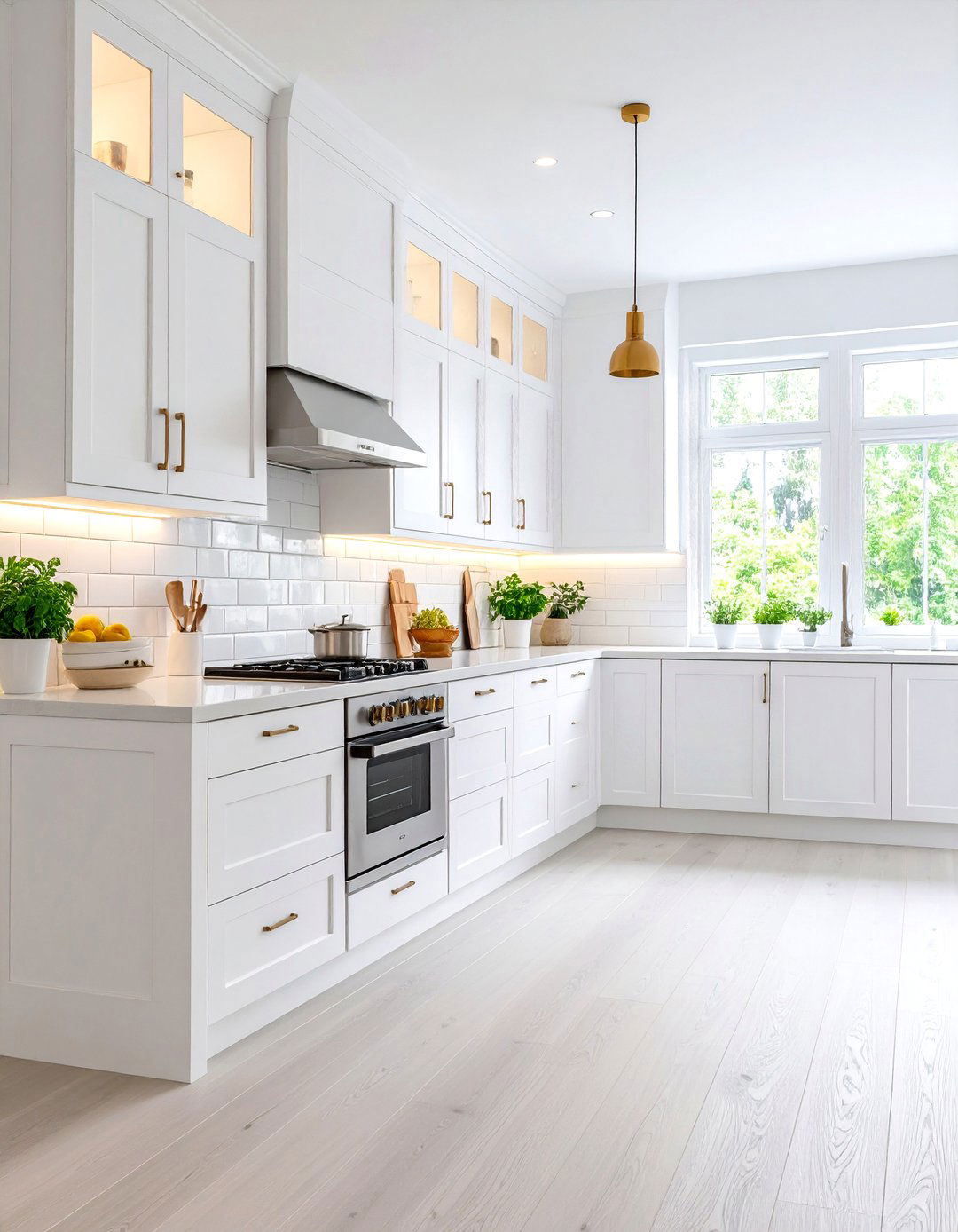 Galley Style White Kitchen with Efficient Layout Design - 24 White Kitchen Ideas