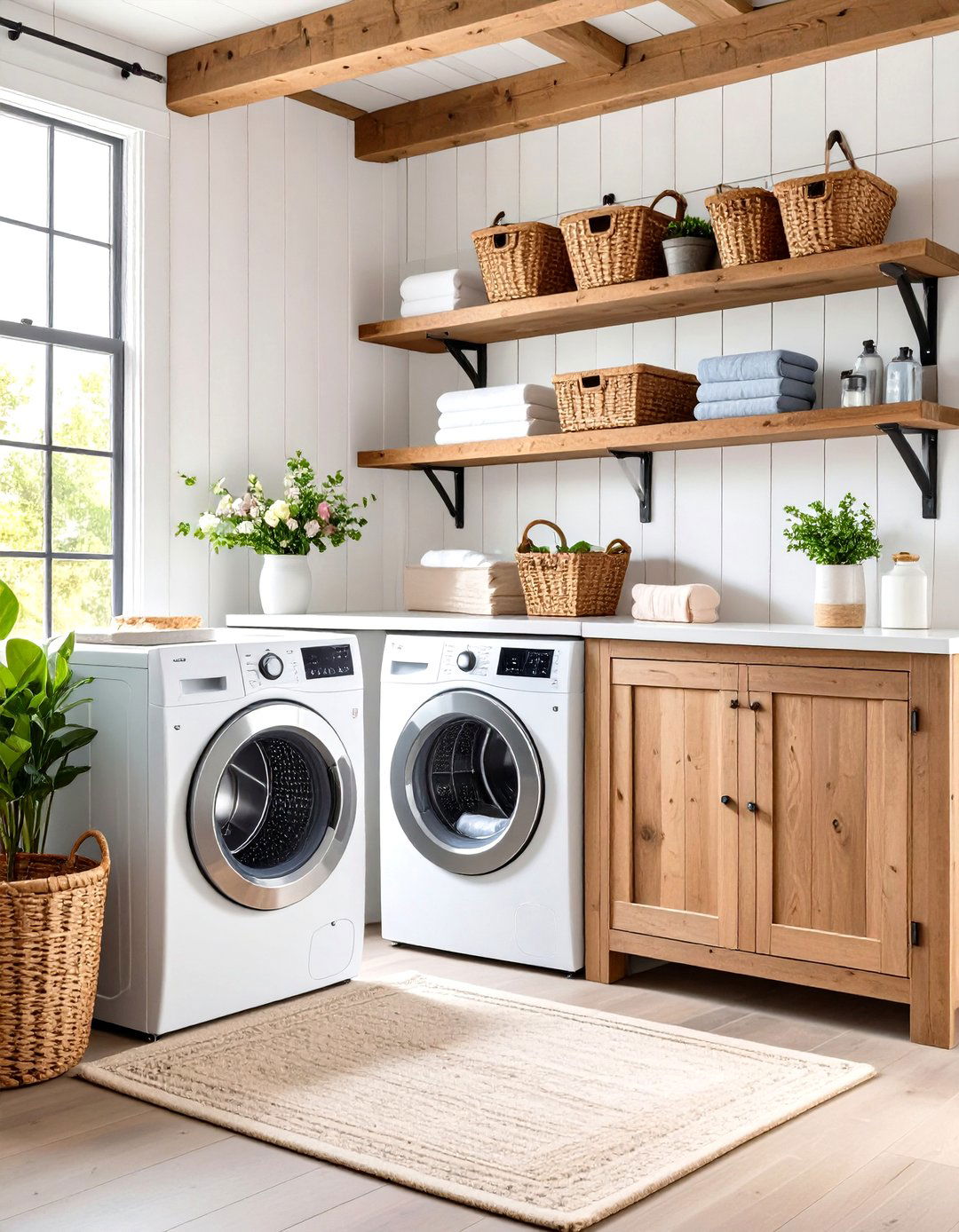 Galvanized Metal Accent Laundry Room - 24 Farmhouse Laundry Room Ideas