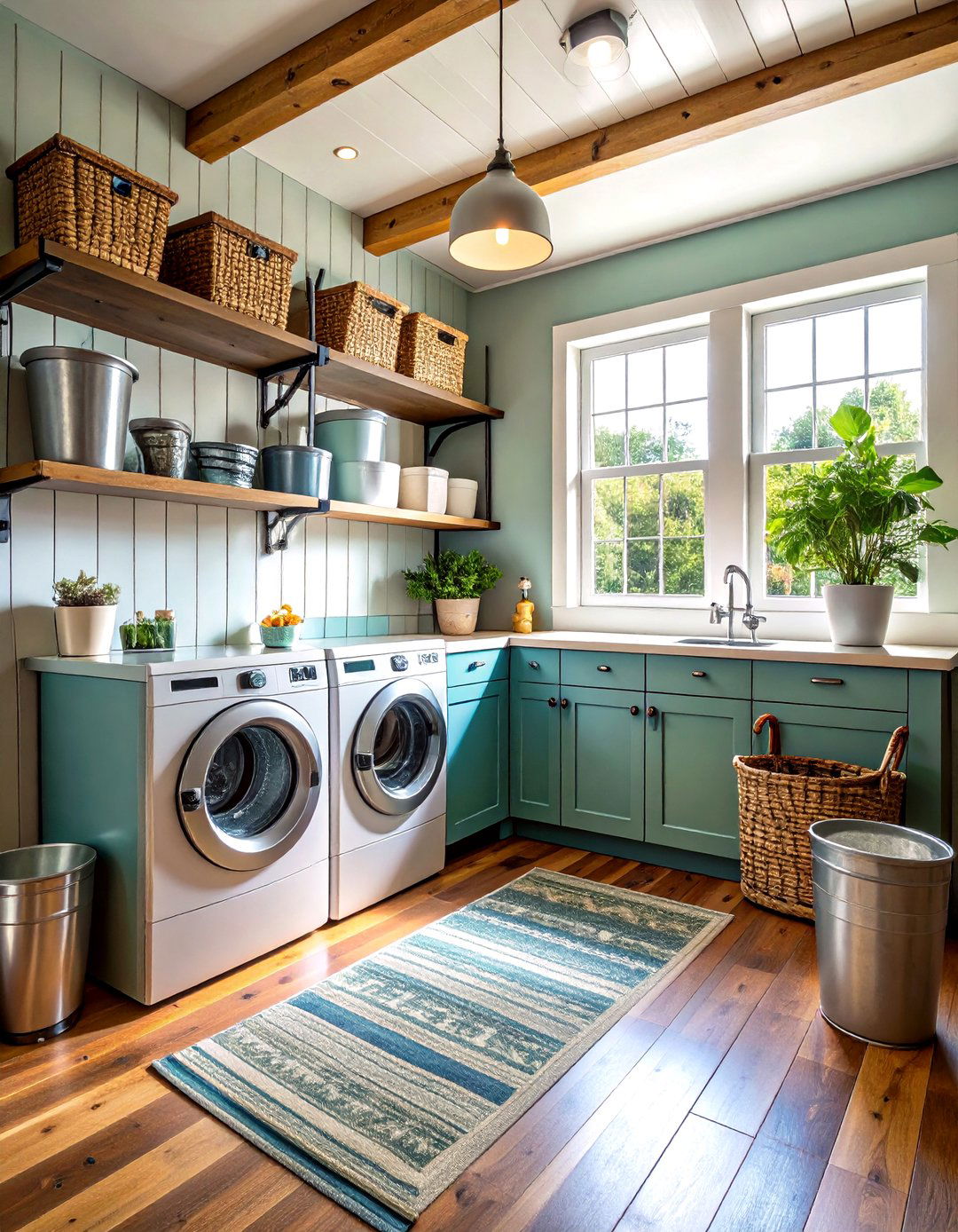 Galvanized Metal Accents Laundry Room - 24 Rustic Laundry Room Ideas