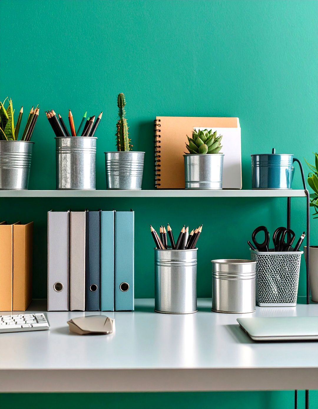 Galvanized Metal Accessories - 24 Rustic Home Office Ideas
