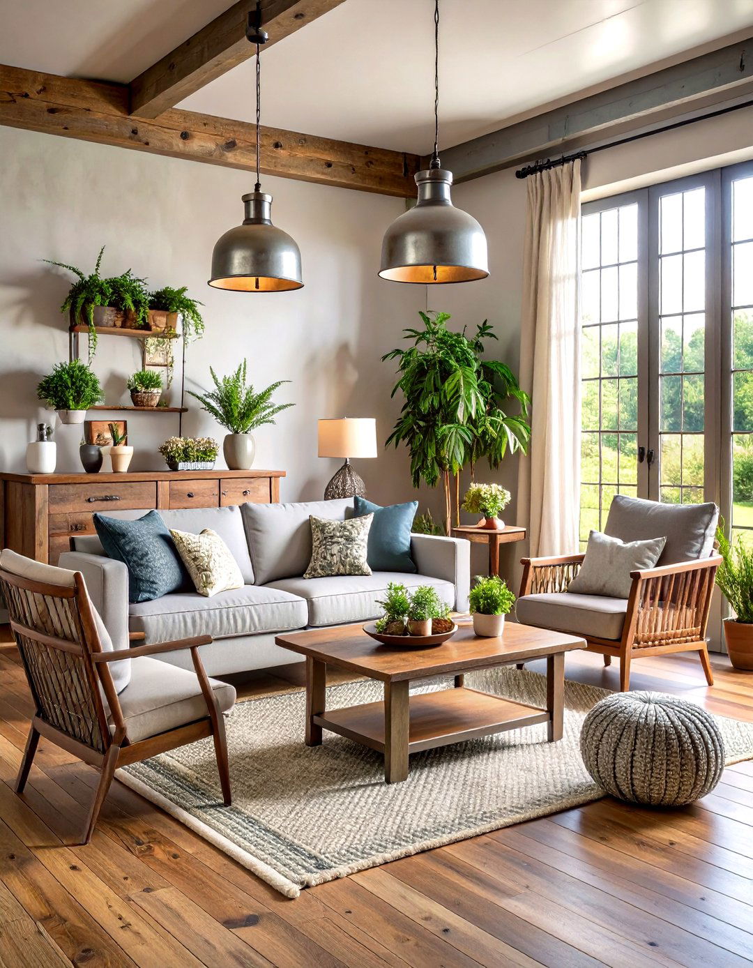 Galvanized Metal Decorative Elements - 24 Farmhouse Living Room Ideas