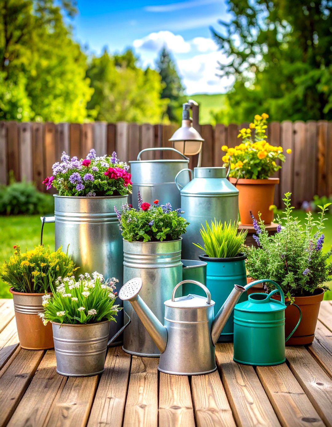 Galvanized Metal Farmhouse Patio Accents - 24 Farmhouse Patio Ideas