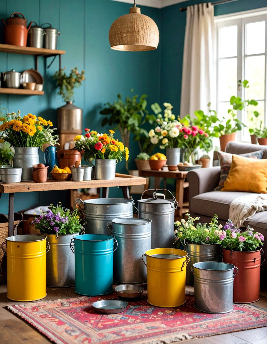 Galvanized Metal Storage Accents - 24 Small Rustic Living Room Ideas