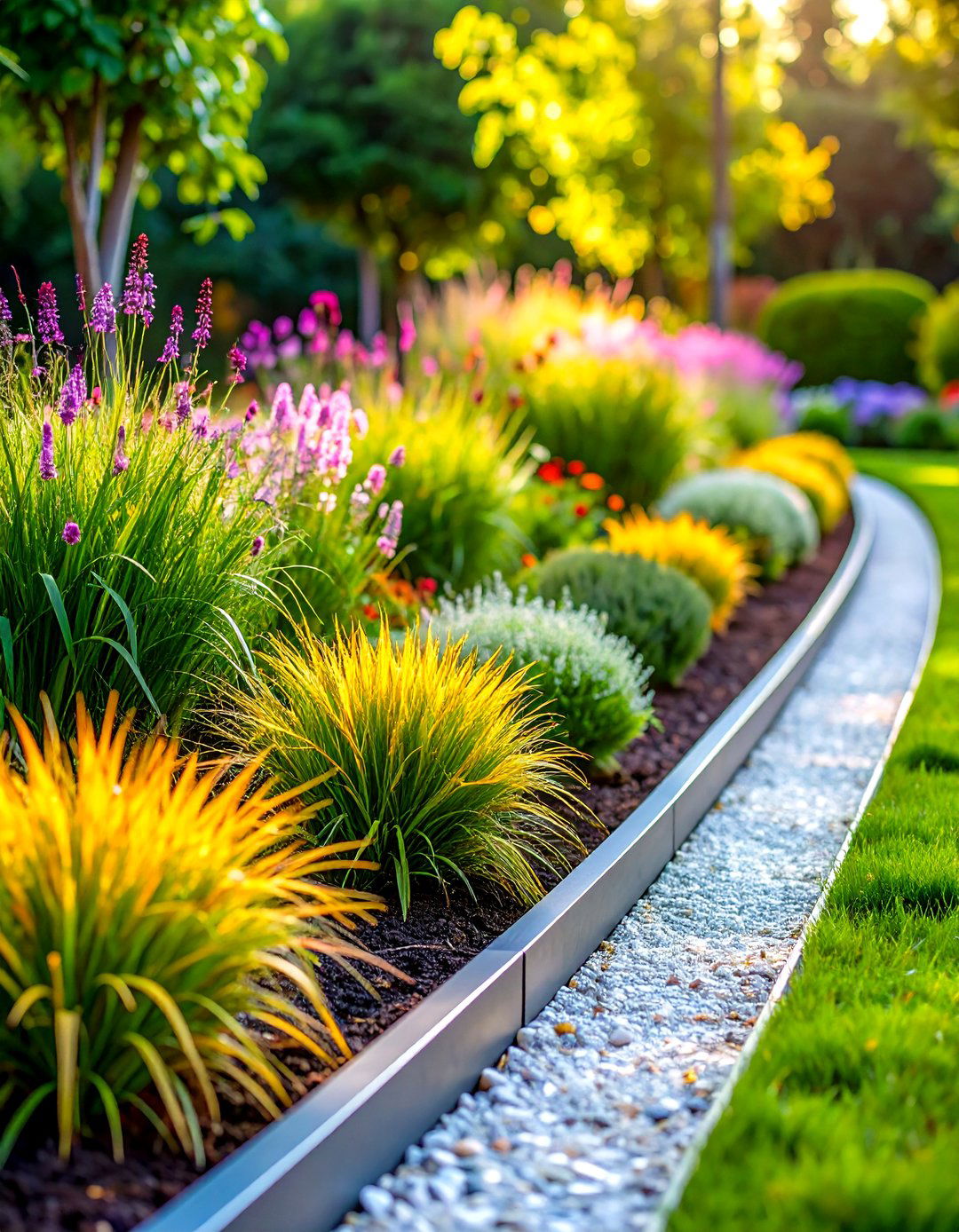 Galvanized Steel Garden Edging with Clean Lines - 24 Garden Edging Ideas