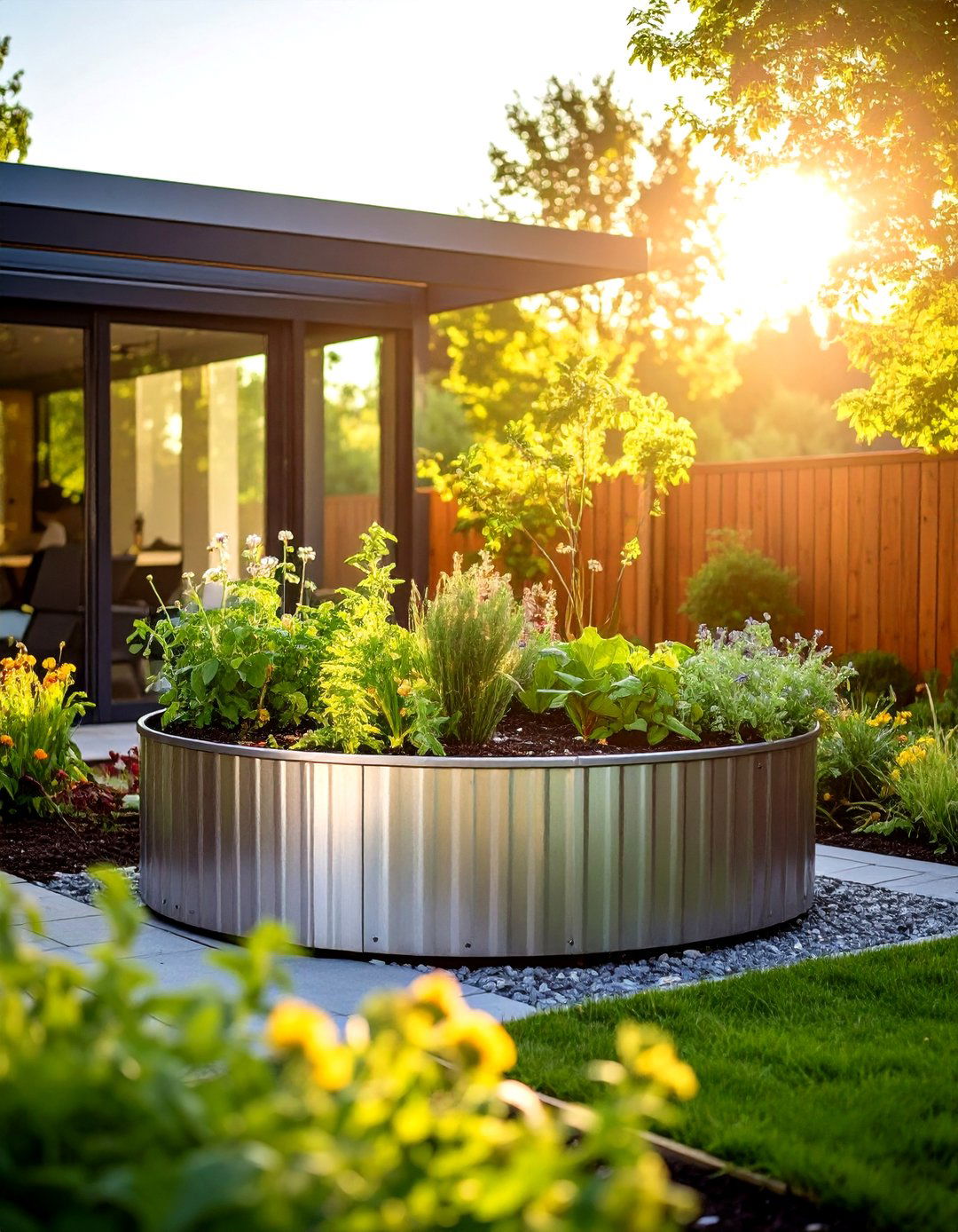 Galvanized Steel Ring Garden Bed with Modern Industrial Appeal - 24 Round Garden Bed Ideas