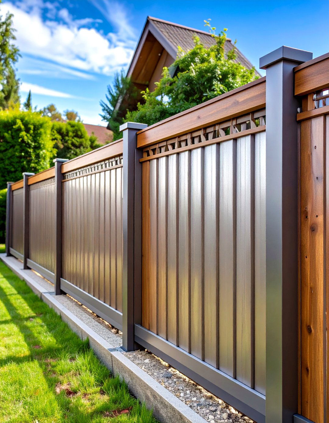 Galvanized Steel Wood Cap Horizontal - 24 Metal and Wood Fence