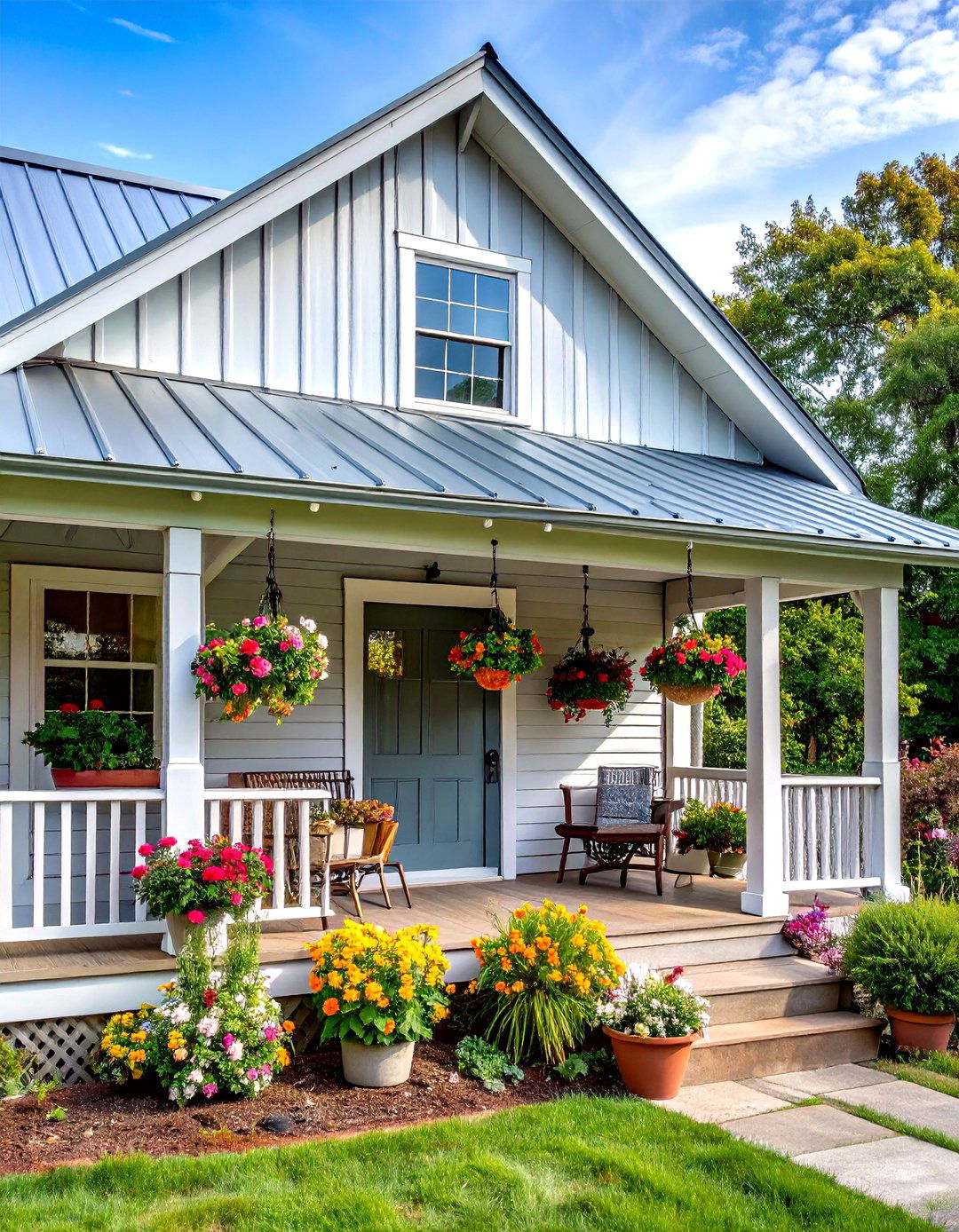 Galvanized Vintage Character Style - 24 Metal Roof Porch Design Ideas