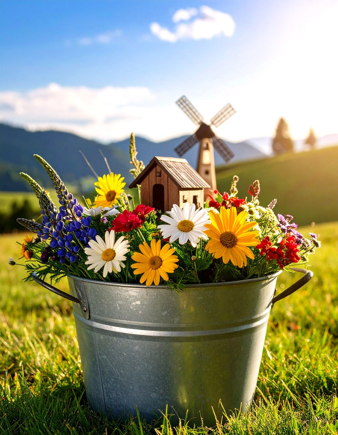 Galvanized Washtub Prairie Scene - 24 Fairy Garden Ideas
